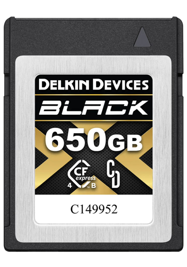 Delkin Black CFExpress 4.0 Type B Memory Card 650GB - High-Speed Storage for Professional Cameras, 4K Video & Photography