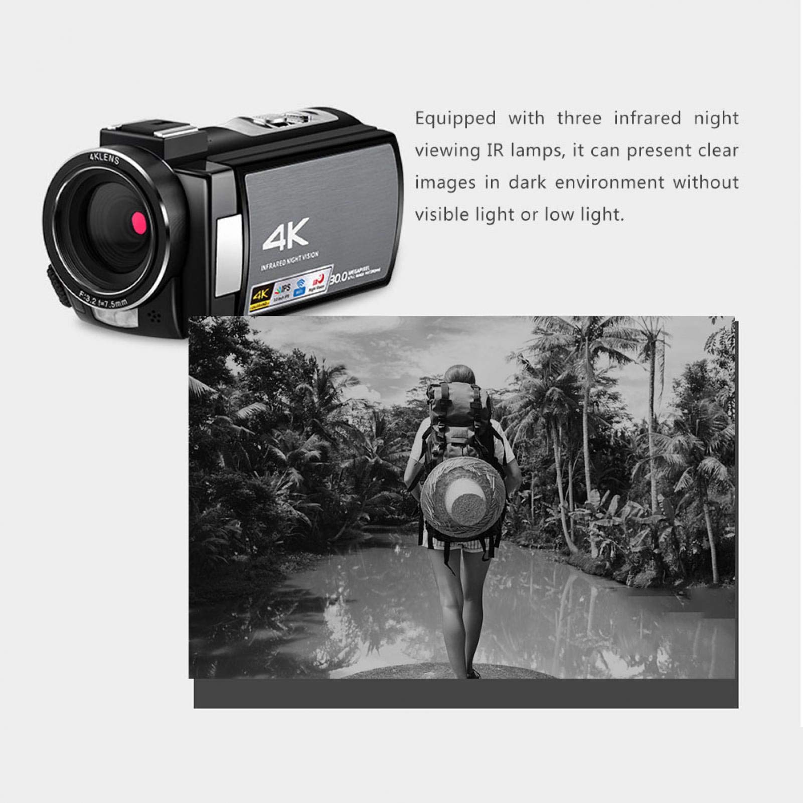 4K Digital Video Camera with 16X Zoom & IR Night Vision - 3IN High Definition Handheld DV Camcorder for Home, Travel, Conference & Live Streaming (Black) - Perfect for Vlogging, YouTube Content Creation & Outdoor Adventures