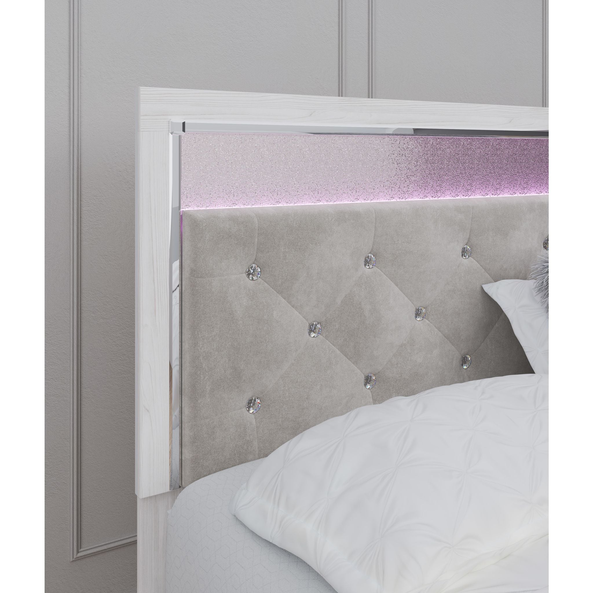 Altyra Upholstered Headboard in White - Queen Size Bed Frame Accent for Modern Bedroom Decor