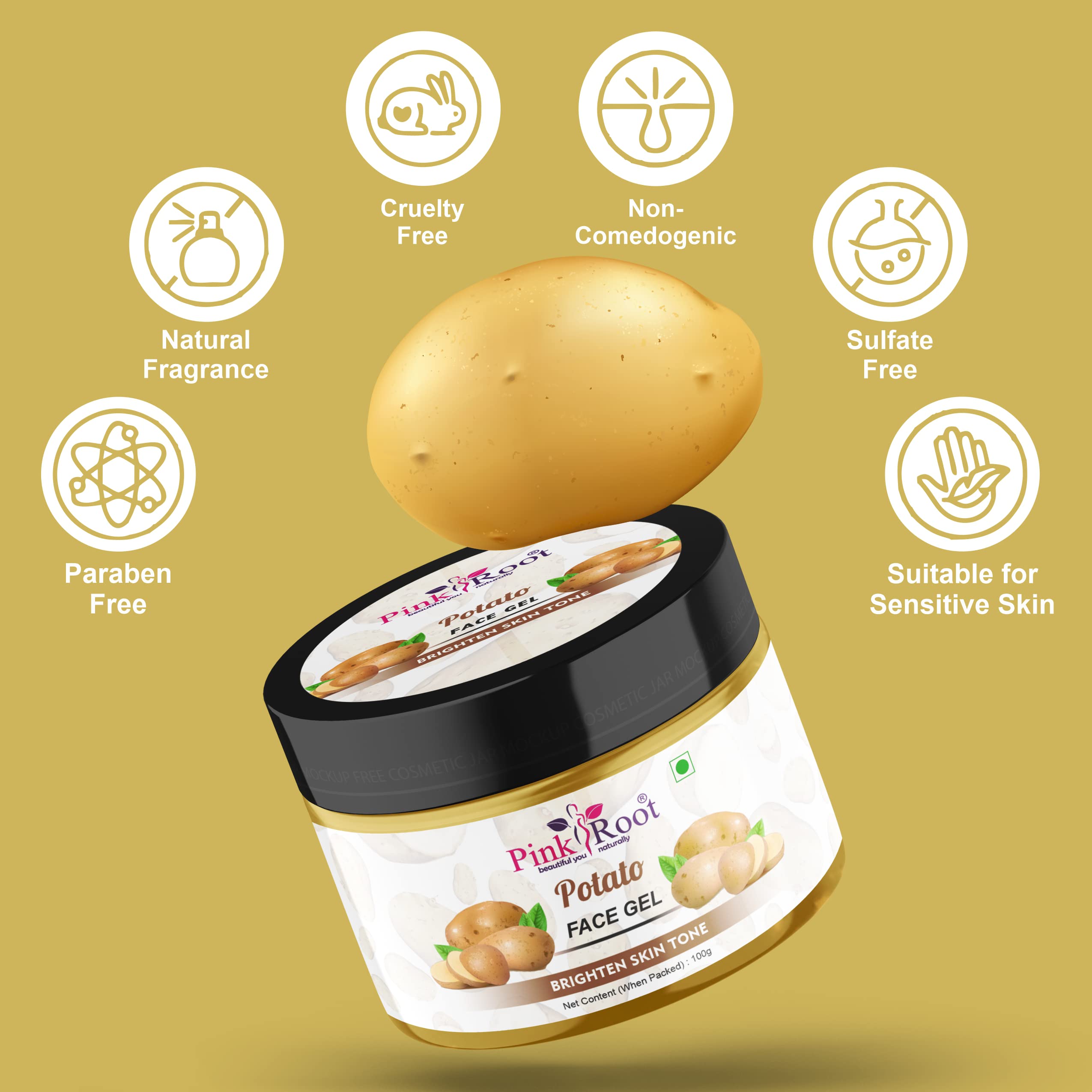 Pink Root Potato Face Gel 100ml - Natural Brightening & Hydrating Facial Treatment for Glowing Skin | Perfect for Daily Skincare Routine & Nighttime Moisturizing