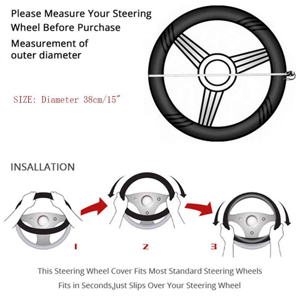 Fluffy Faux Wool Steering Wheel Cover Set - 3pcs Winter Warm Plush Car Accessories (Steering Wheel Cover, Handbrake Cover, Gear Shift Cover) - Universal Non-Slip Fit for Most Cars - 14.96