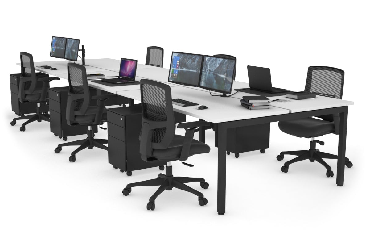 Quadro Square Legs 6-Person Office Workstation Desk [1600L x 700W] - Perfect for Team Collaboration & Open Office Spaces