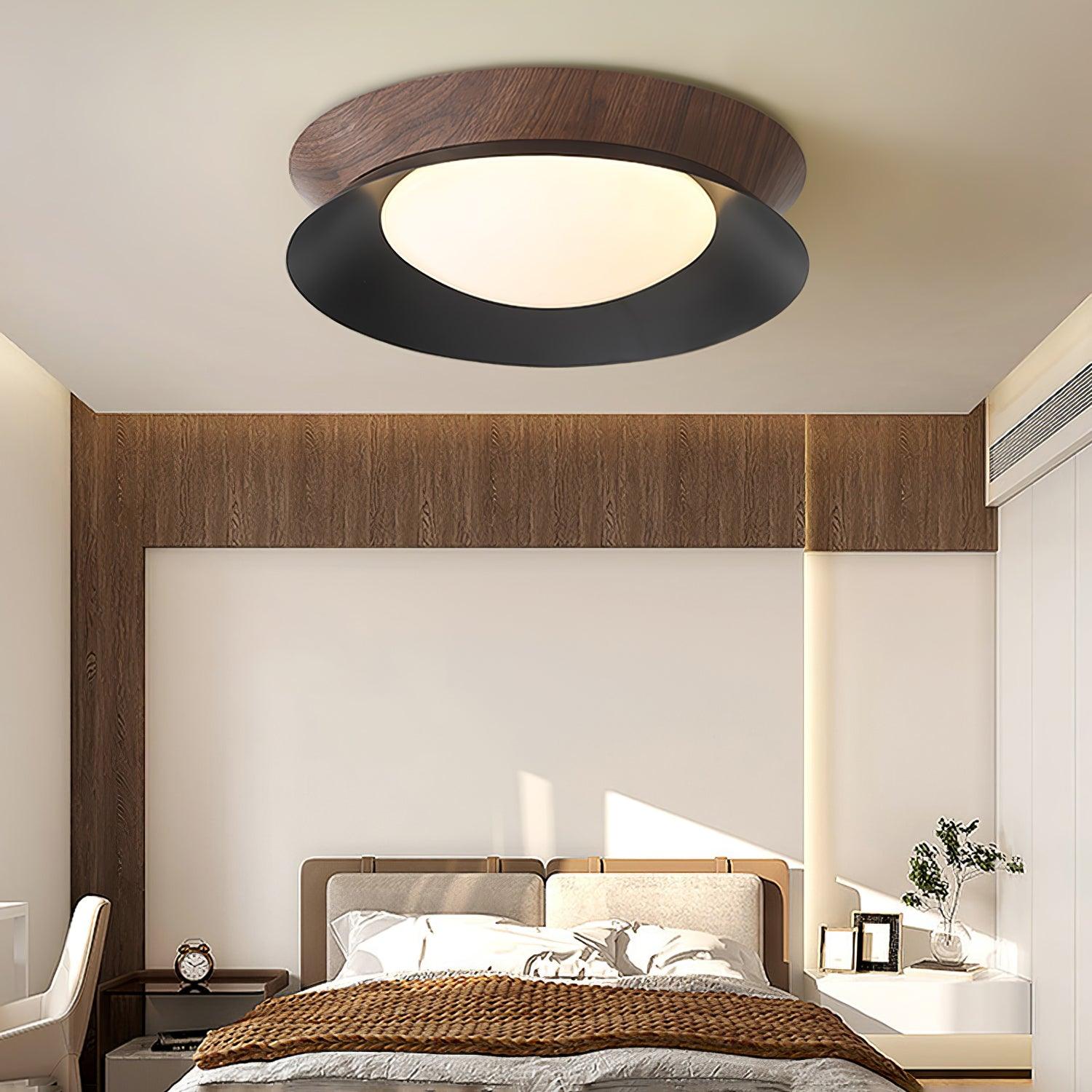 Modern Double Half Round Ceiling Light Fixture - Energy Efficient LED Flush Mount for Bedroom, Living Room & Hallway Lighting