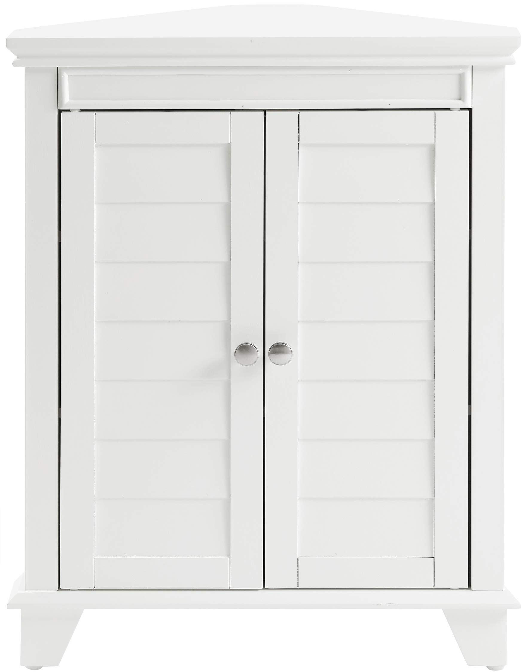 Crosley Lydia White Corner Storage Cabinet with Shelves - Bathroom Organizer & Home Decor for Small Spaces, Bedroom, Living Room, Entryway