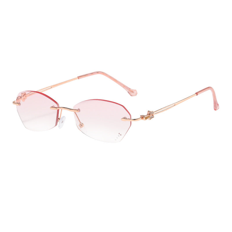Stylish Women's Diamond Cut Rimless Anti Blue Light Glasses for Computer & Screen Use - UV Protection & Eye Strain Relief for Work, Gaming & Reading