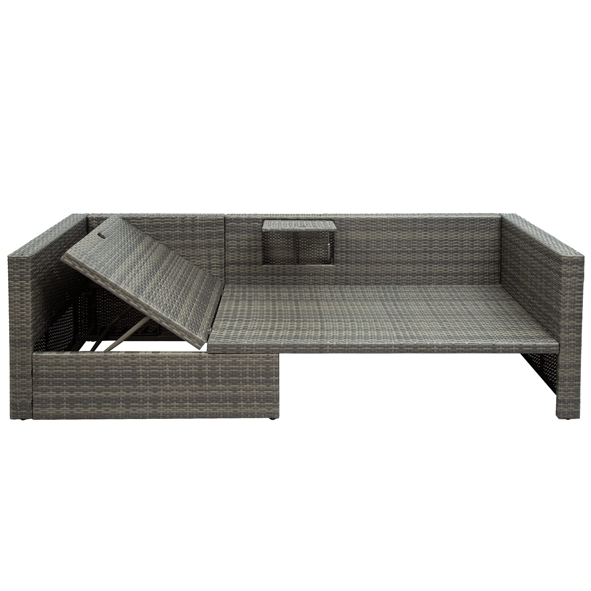 5-Piece Outdoor Patio Furniture Set - PE Wicker Conversation Set with Adjustable Backrest, Cushions, Ottomans & Lift-Top Coffee Table (Gray) - Perfect for Garden, Backyard, Poolside & Outdoor Entertaining