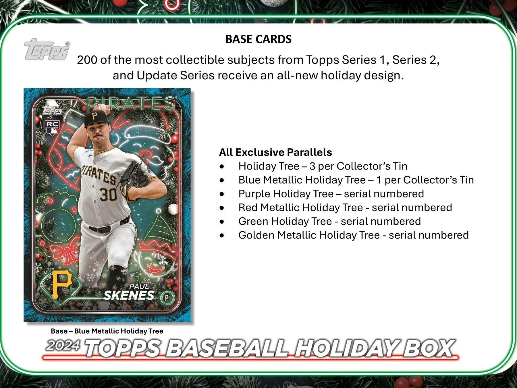 2024 Topps Holiday Baseball Tin - Limited Edition Collectible Cards for Baseball Fans | Perfect for Gifts, Trading & Holiday Collections
