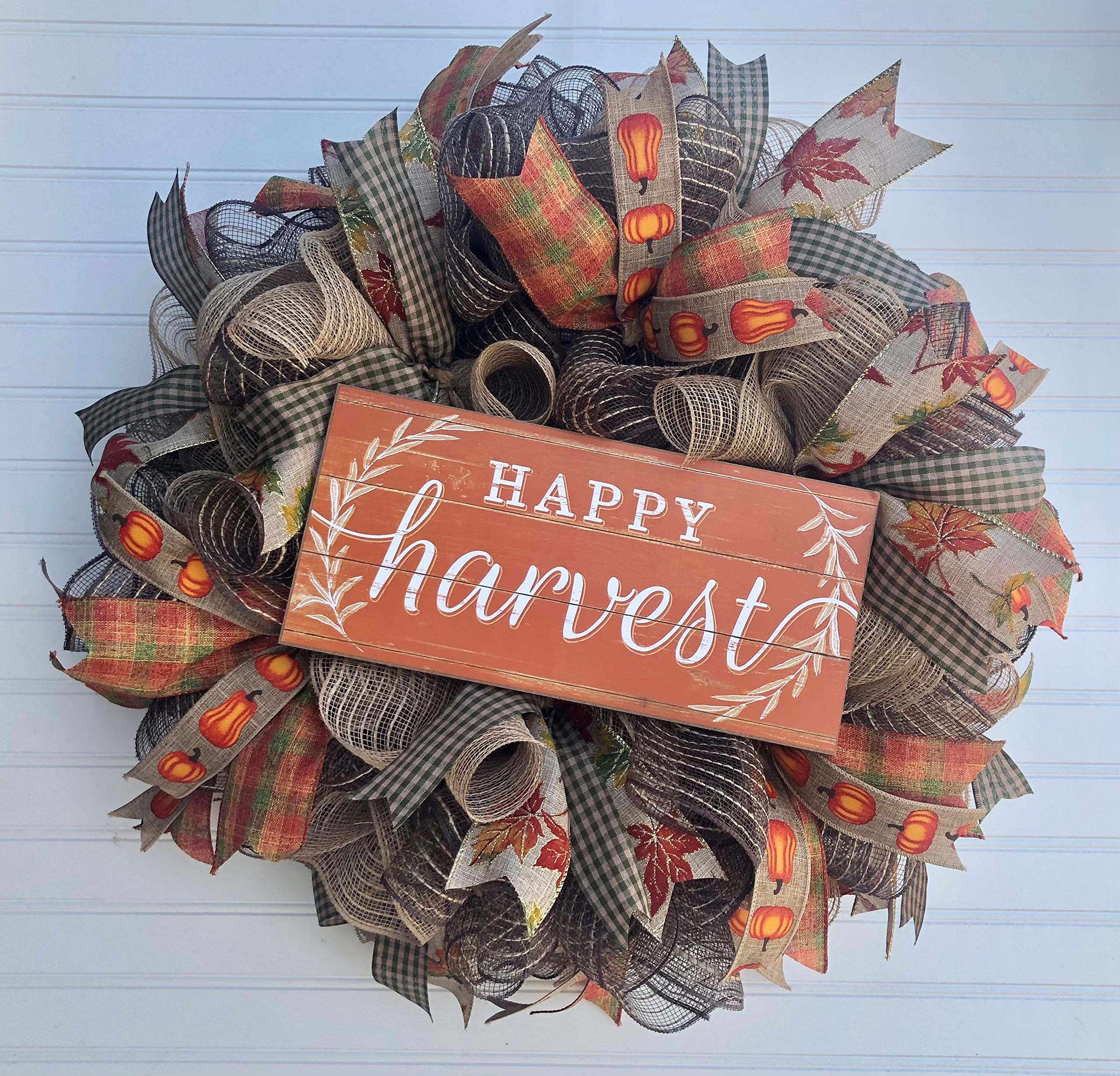Fall Wreath for Thanksgiving - Rustic Burlap Door Hanger with Bow for Autumn Wall Decor | Perfect for Front Door, Mantel & Seasonal Home Decorating