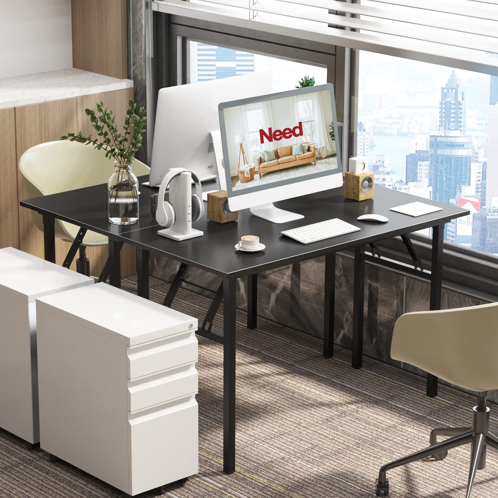 47 Inch No Assembly Folding Computer Desk - BIFMA Certified Home Office Desk for Workstation, Perfect for Teens, Office & Home Use - Ideal for Small Spaces & Remote Work