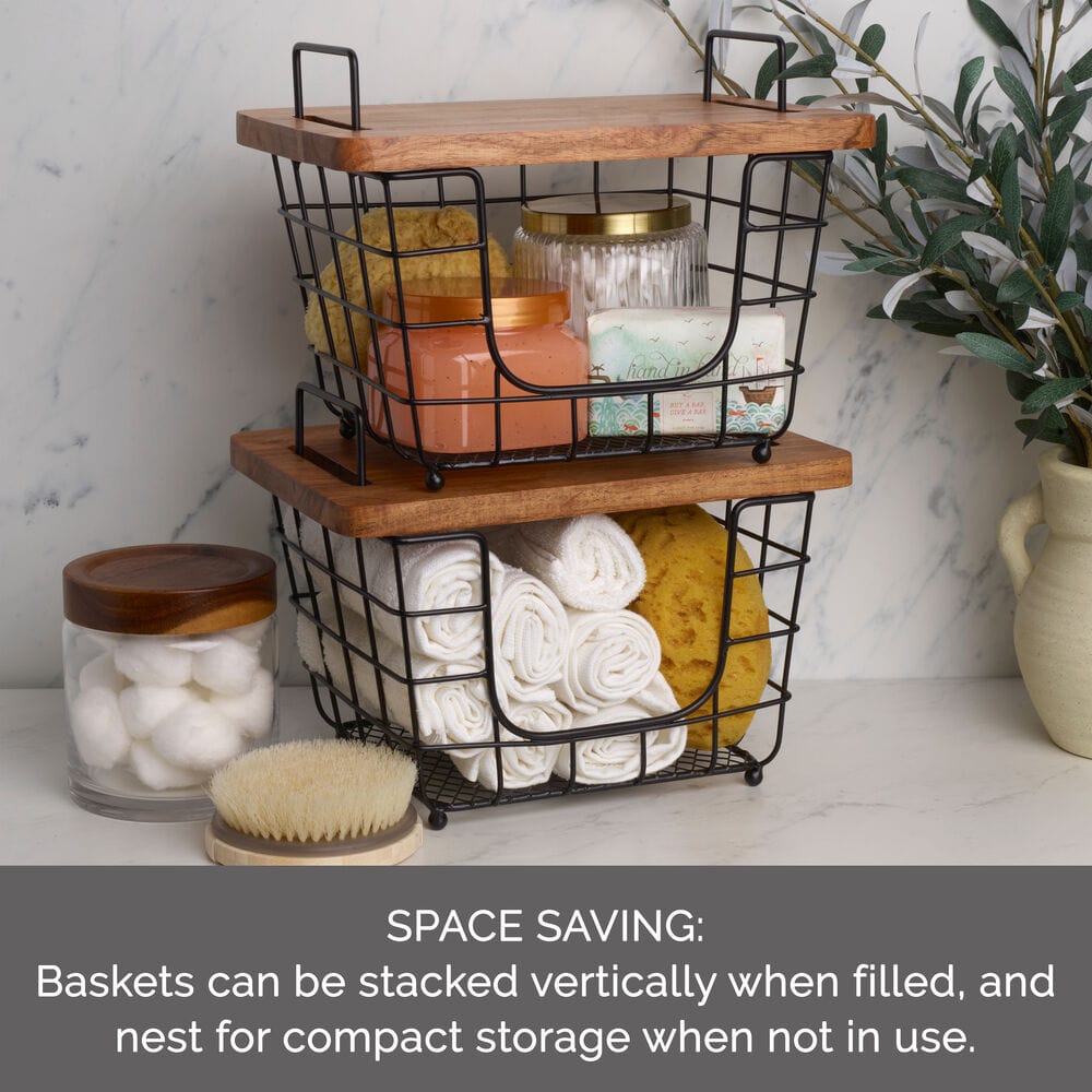 Madam Petite Stackable Storage Baskets - Organize Closet, Bathroom & Nursery - Foldable Fabric Bins for Home Organization