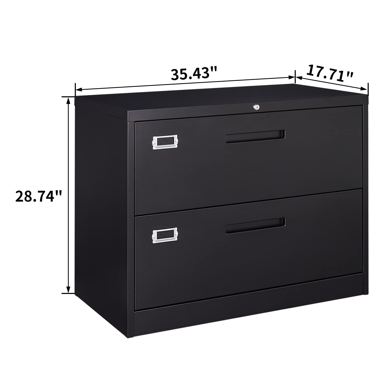 Lovinland 2-Drawer Metal Lateral File Cabinet - Black Office Storage for Hanging Files (Letter/Legal/F4/A4 Size) - Perfect for Home Office, School, or Business Organization