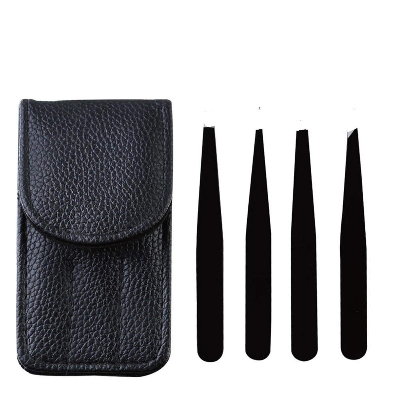 Professional Hair Removal Tweezers - Stainless Steel Eyebrow Tweezers for Precise Hair Removal, Makeup & Eyelash Extensions | Perfect for Eyebrow Shaping, Grooming & Beauty Care (Black)