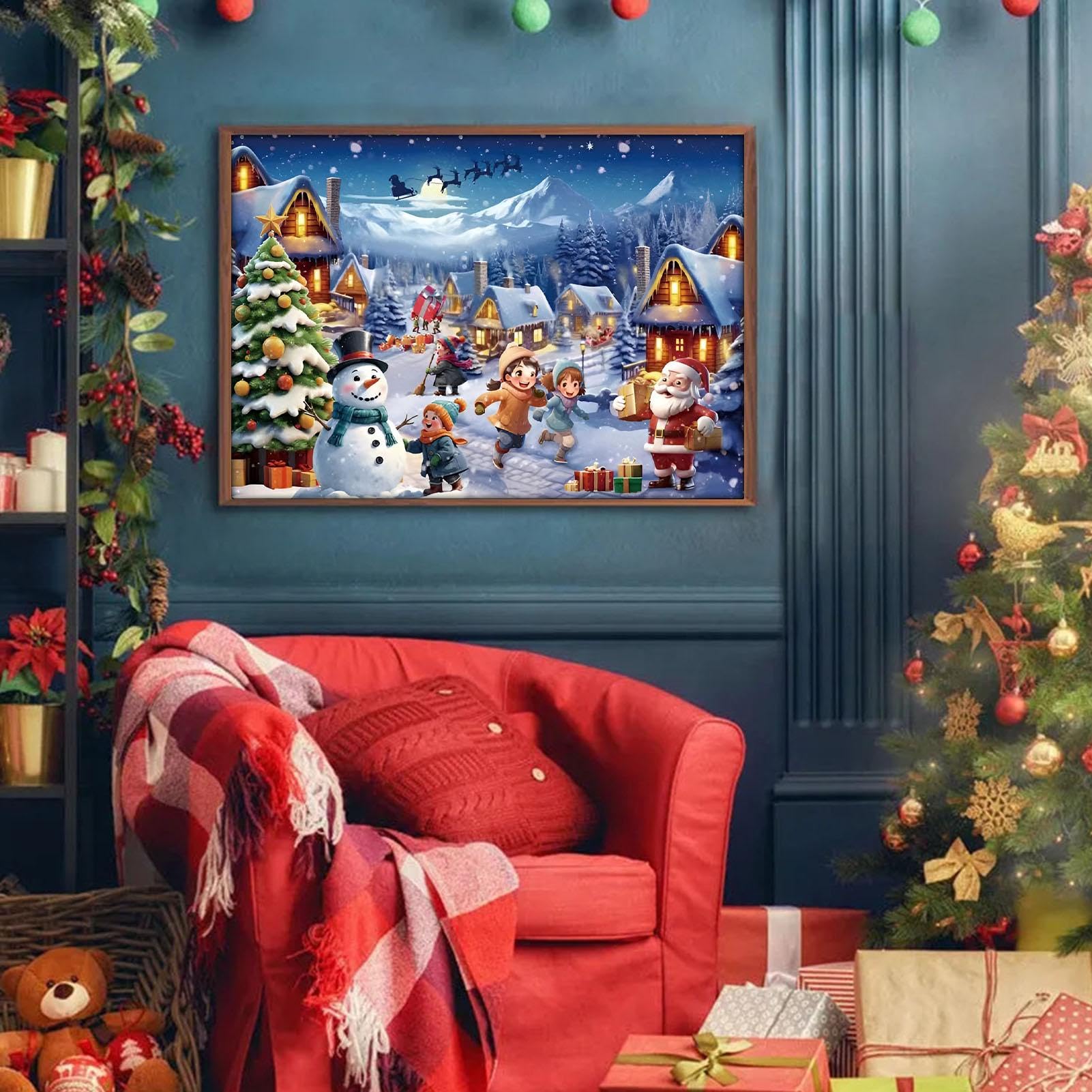 Qhvynpo 2024 Advent Calendar Jigsaw Puzzle - Christmas Countdown Puzzle for Kids & Adults | Interactive Holiday Puzzle Toy for Festive Home Decor & Family Game Night