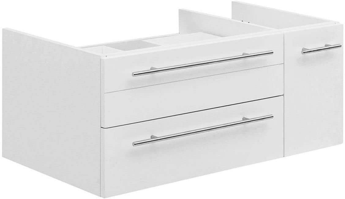 Fresca Lucera 36 Inch White Wall Mounted Vessel Sink Modern Bathroom Vanity - Left Side Cabinet Only (Sink Not Included) | Perfect for Small Bathrooms, Powder Rooms & Contemporary Home Decor