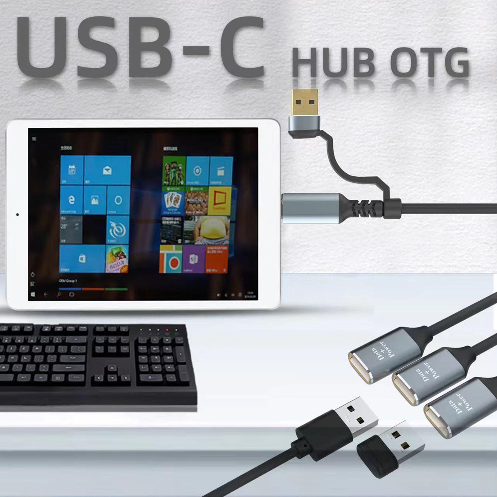 USB C to 3-Port USB 2.0 Female Hub Adapter - High-Speed Data Transfer & Charging Splitter for Laptop, PC, MacBook, Phone - Perfect for Office, Travel & Multi-Device Charging
