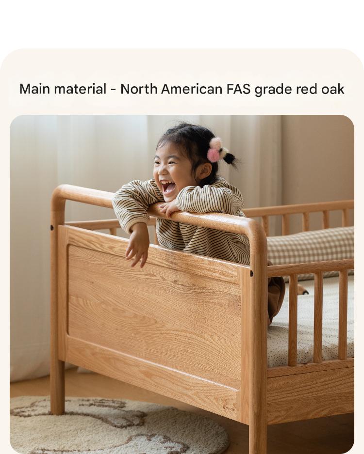 Premium Oak Solid Wood Toddler Bed - Convertible, Multi-Functional Kids Bed with Safety Rails | Perfect for Nursery, Daycare & Small Bedrooms
