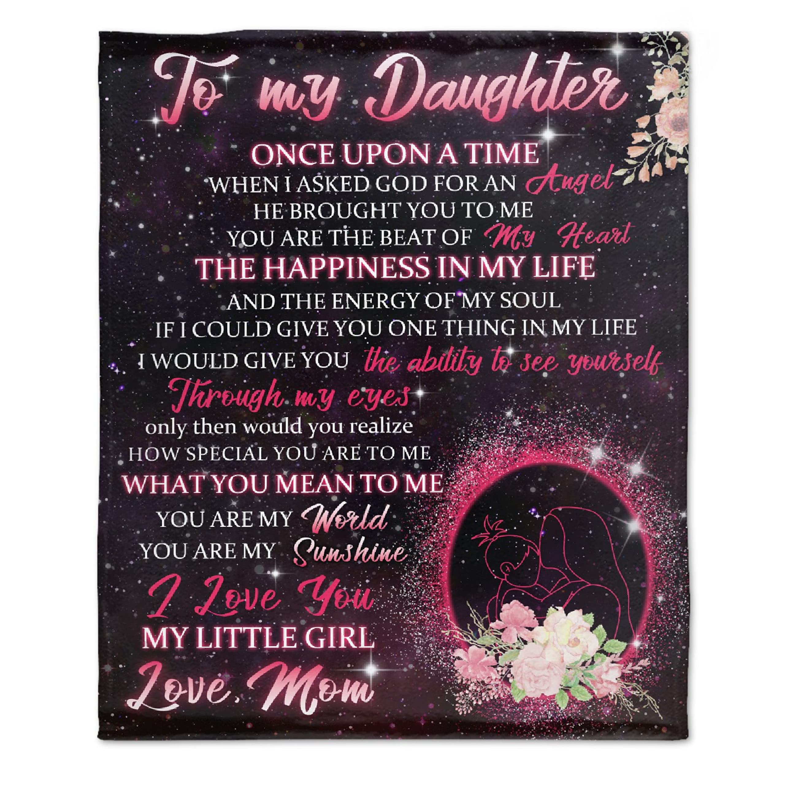 Personalized Daughter Blanket from Mom - Flannel Fleece Throw with Printed Letter - Extra Large 120
