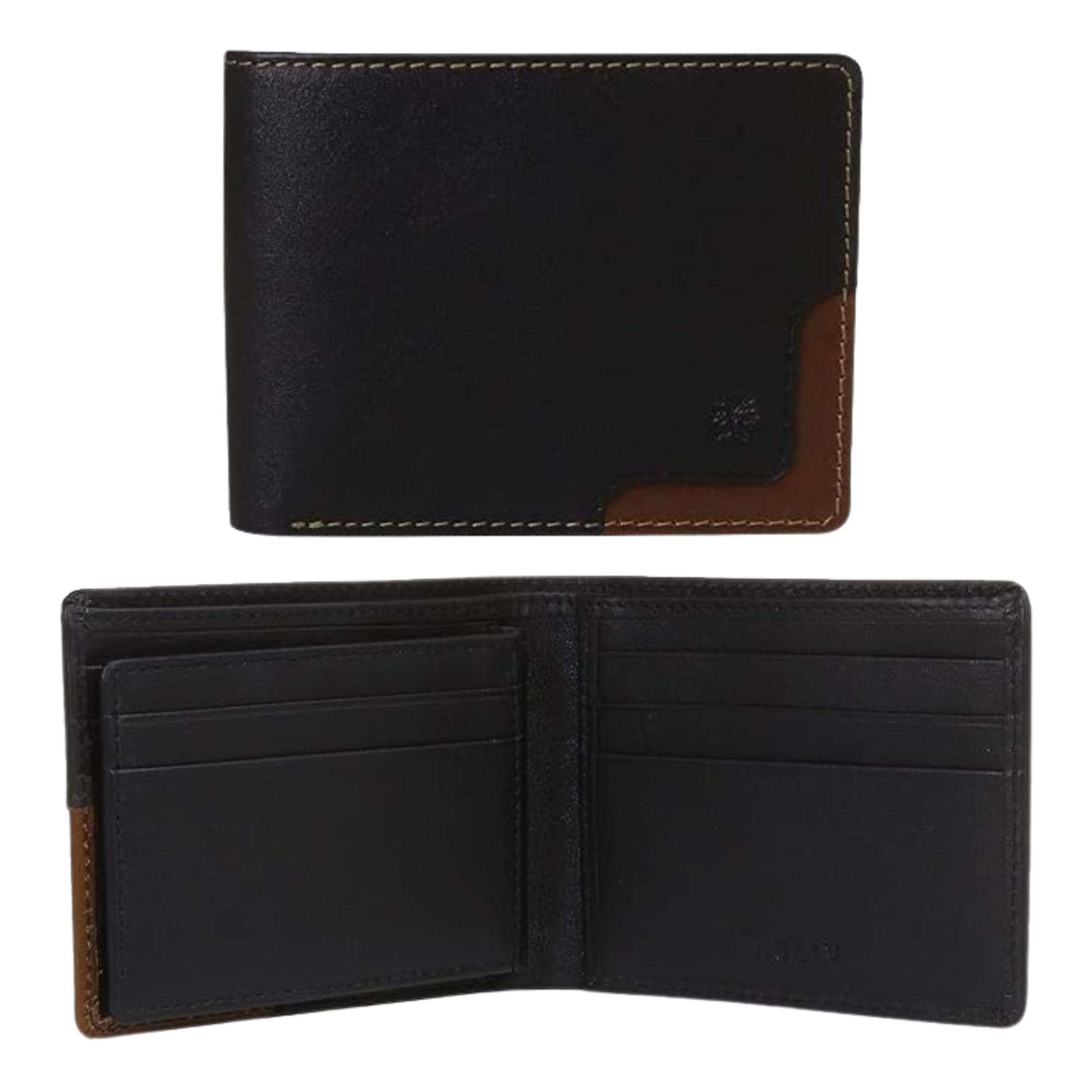 AULIV Genuine Full Grain Vegetable Tanned Leather Bifold Wallet for Men - Slim RFID Blocking Design with ID Window & 8 Credit Card Slots - Perfect Men's Gift (Black) - Ideal for Everyday Carry, Business, Travel & Gifting