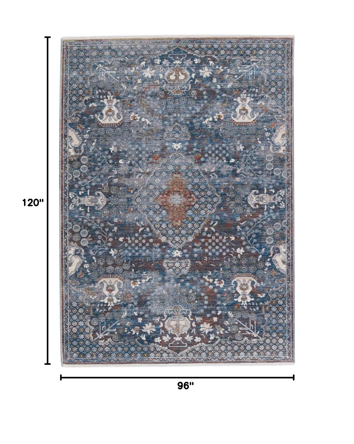 Jaipur Living Washable Soft 8x10 Large Area Rug - Boho Chic Blue and Gray - Perfect for Living Room, Bedroom & Home Decor