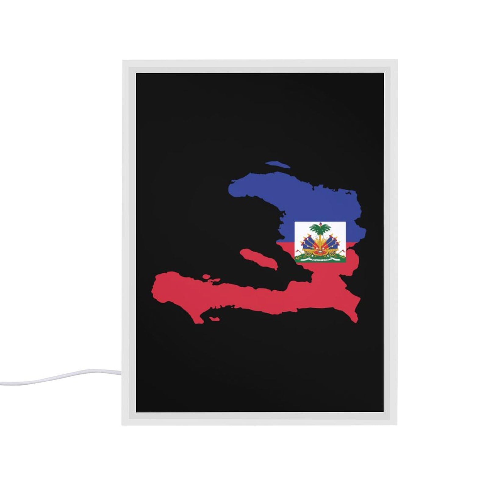 Haitian Flag Map Mirror Night Light - Personalized LED Desk Lamp for Home Office Decor | Perfect for Bedroom, Living Room, Dorm & Gift Giving
