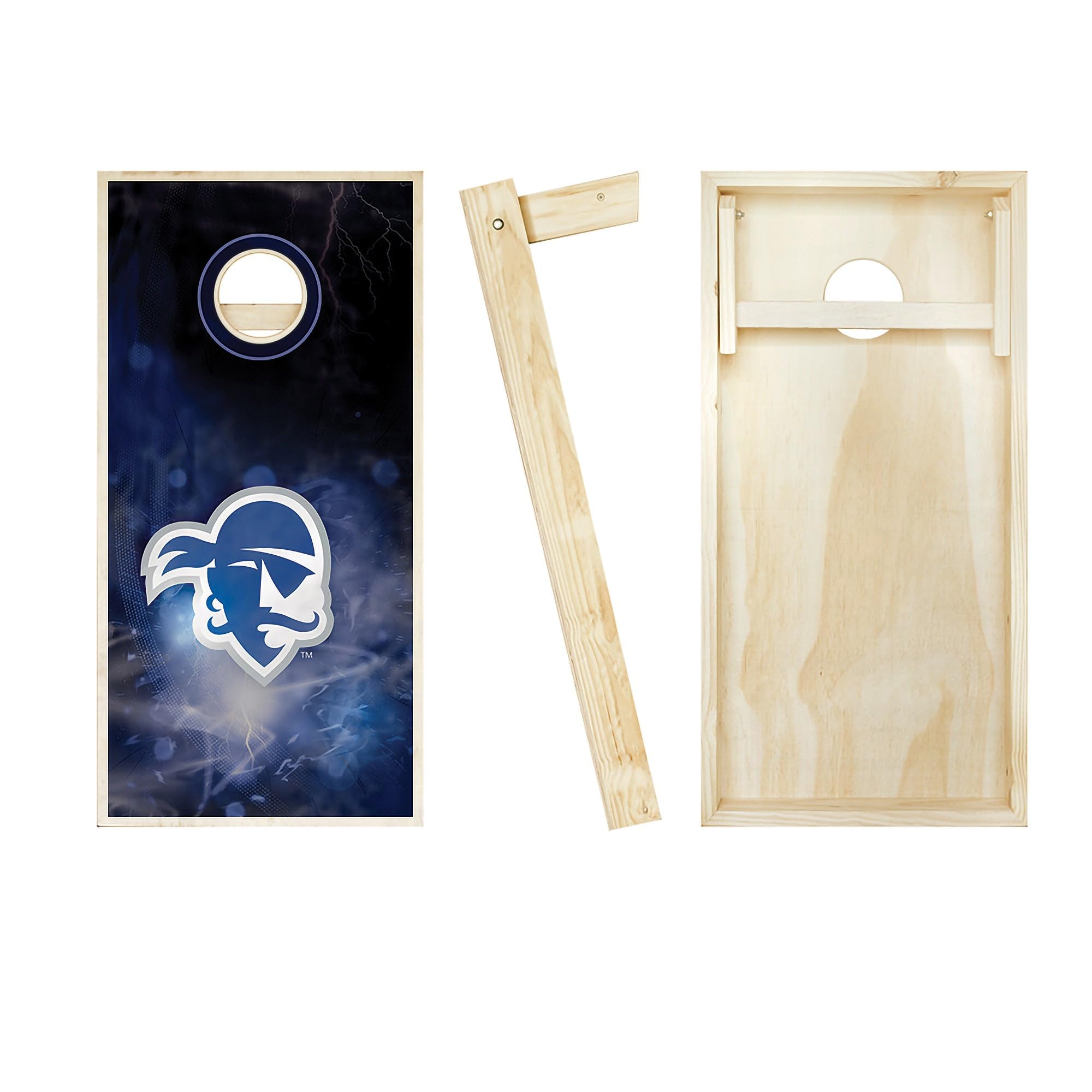 Skip's Garage Seton Hall Smoke Regulation Size Cornhole Board Set - Custom Team Logo Design - Perfect for Tailgating, Backyard BBQs & College Game Day Parties
