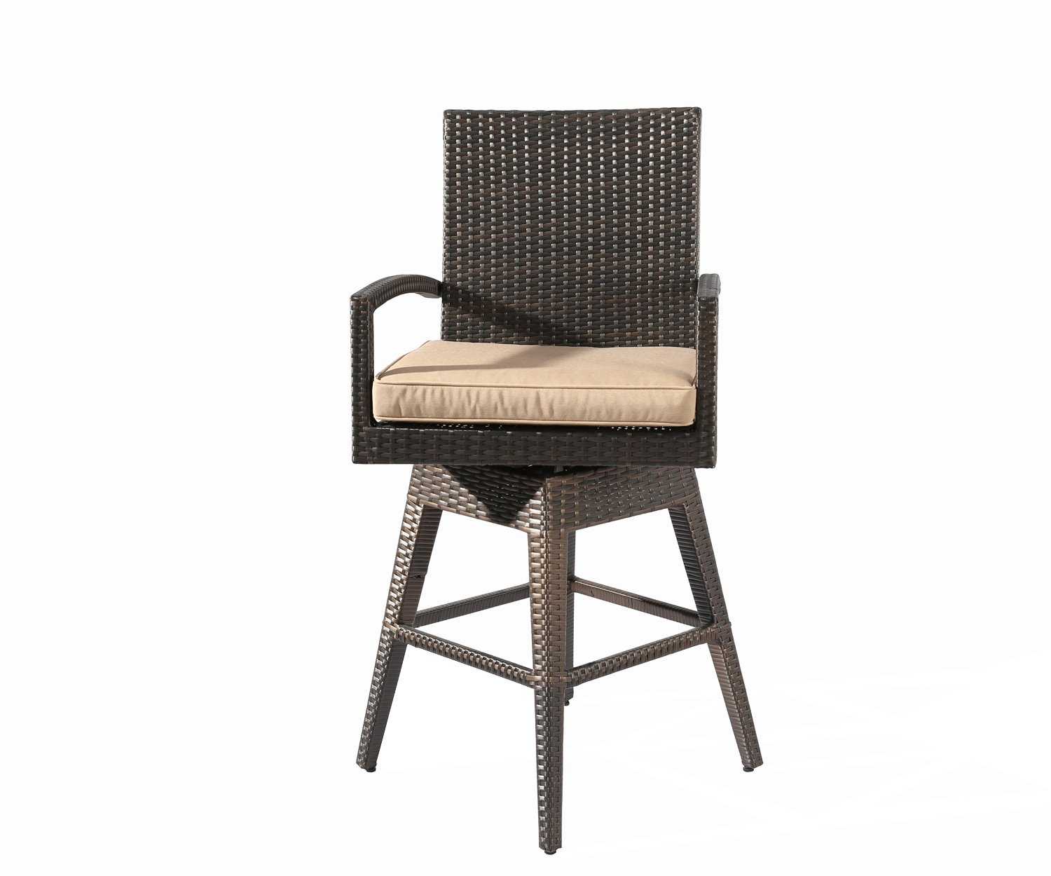 Premium Outdoor Wicker Bar Stools - Weather-Resistant Patio Bar Height Stools for Backyard, Poolside & Deck - Set of 2 Modern Rattan Counter Stools for Outdoor Entertaining