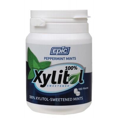 EPIC Xylitol Dental Mints Peppermint Flavor - 180 Count | Sugar-Free Breath Fresheners for Fresh Breath & Oral Health | Perfect for After Meals, Travel & On-the-Go