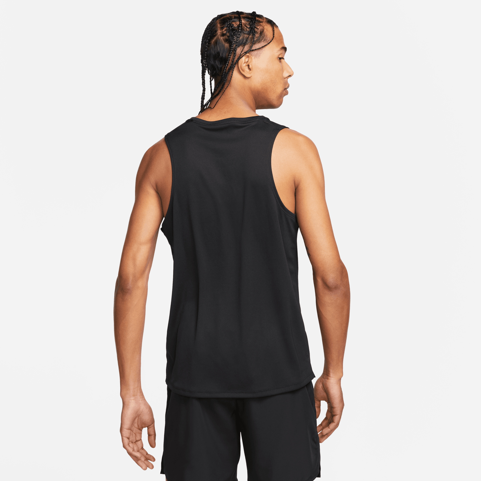 Nike Men's DRI-FIT Miler Running Tank Top - Breathable Quick-Dry Workout Shirt (Black/Reflective Silver) for Jogging, Gym Training & Outdoor Sports