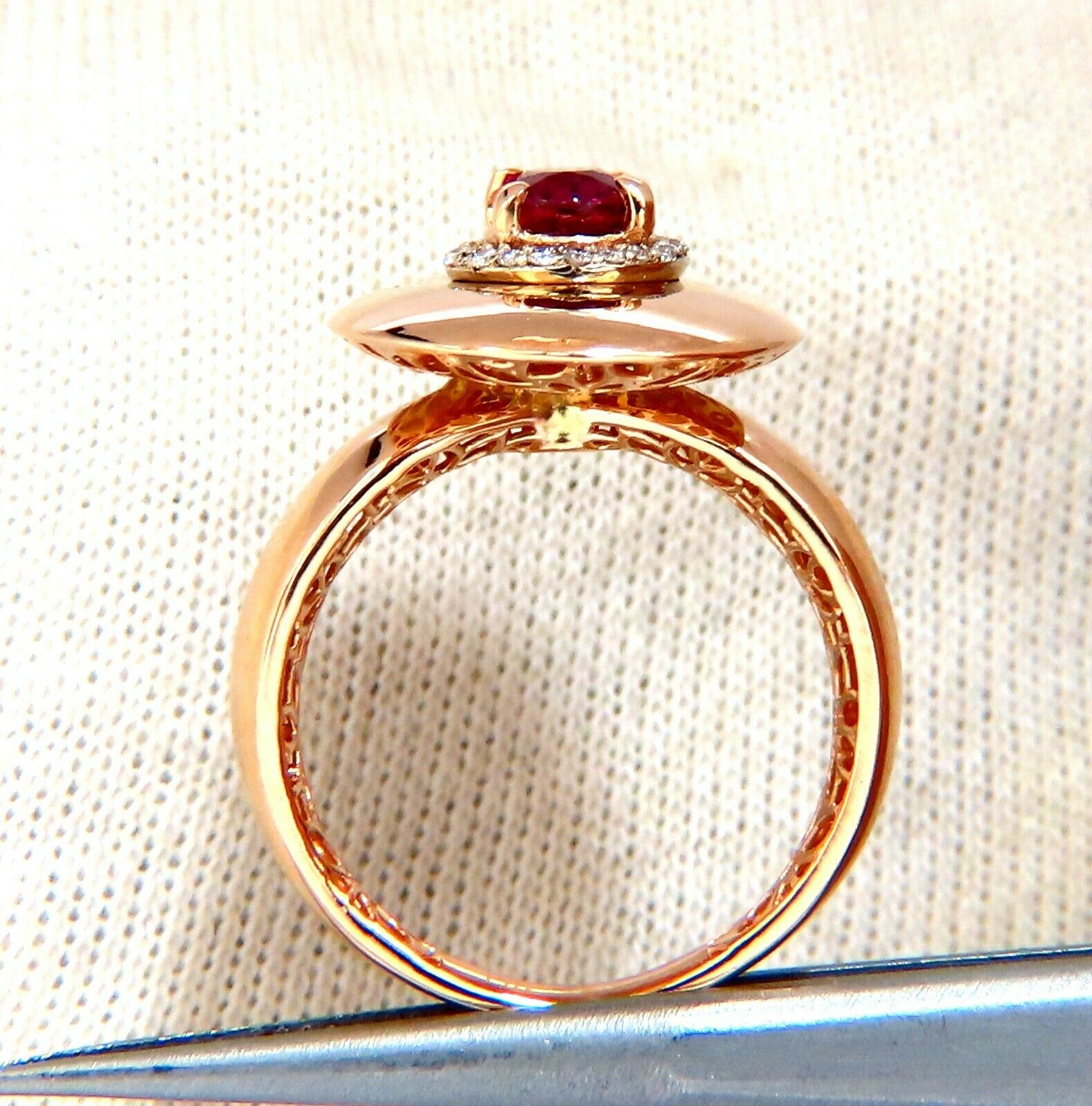 GIA Certified 1.19ct Oval Cut Natural Red No Heat Ruby Diamond Ring in 14K Gold - Perfect for Engagement, Anniversary & Special Occasion Jewelry Gift