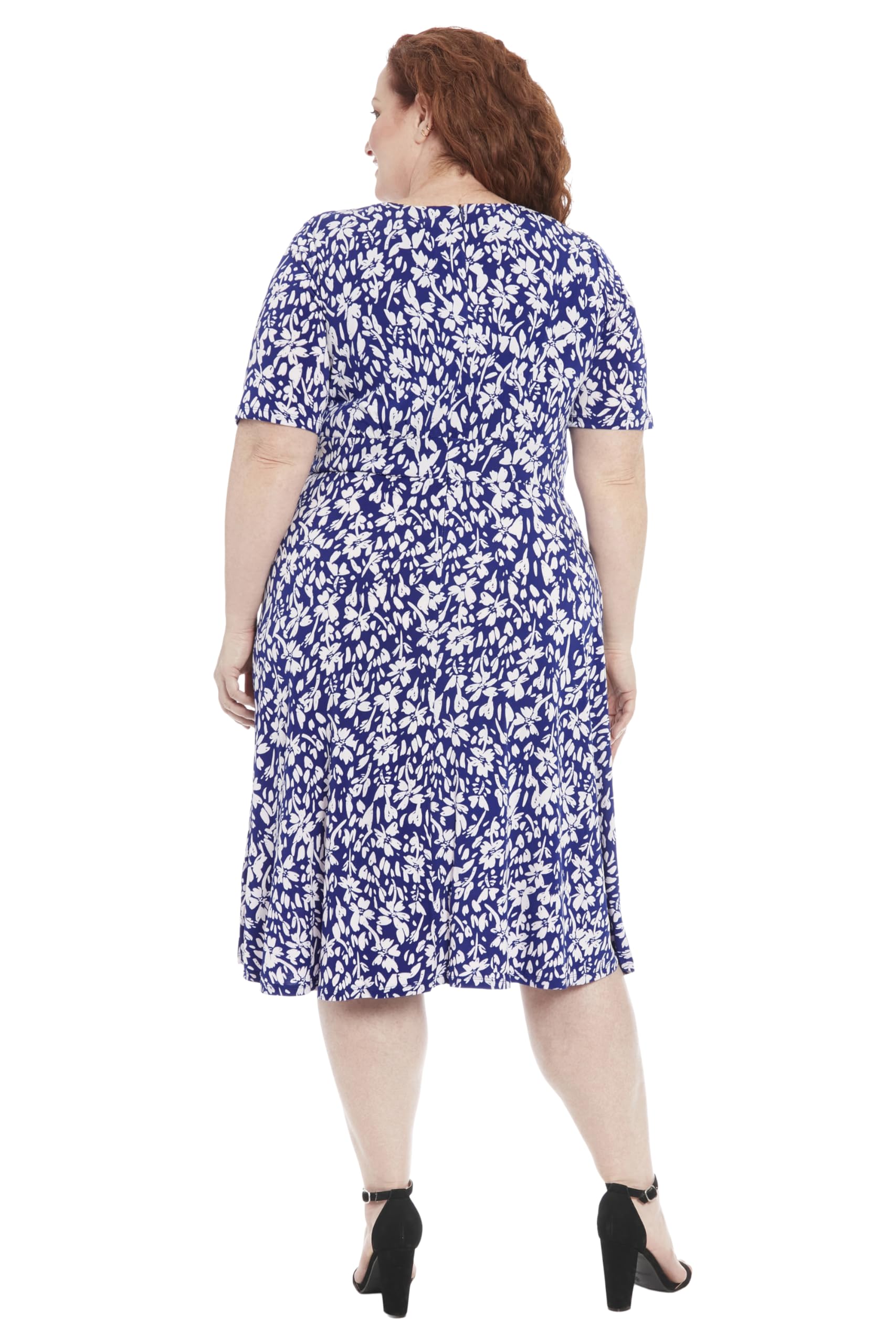 London Times Women's Elbow Sleeve A-Line Midi Dress for Garden Party, Wedding Guest & Special Occasions - Elegant Floral Summer Dress for Bridal Shower, Tea Party & Cocktail Events