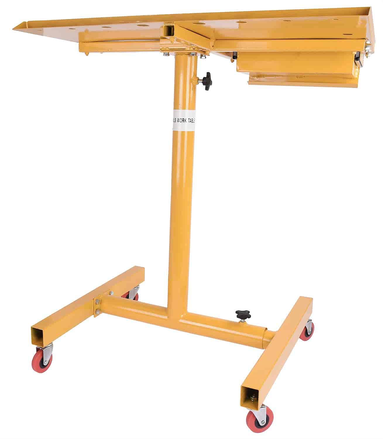 JEGS 81421 Heavy Duty Rolling Work Table with Drawer - 200 lb Capacity, Adjustable Height 33