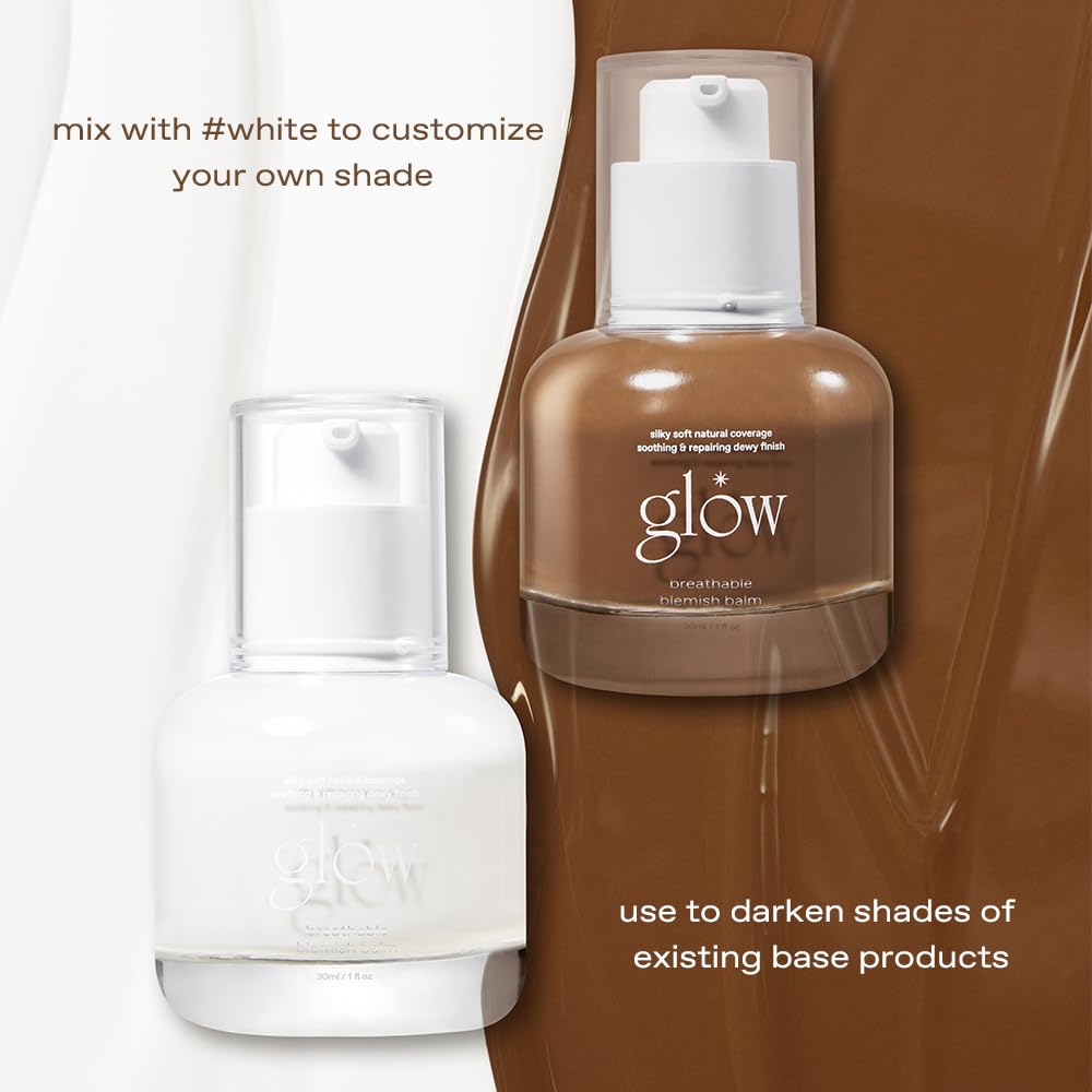 Glow Breathable Blemish Balm #Brown - Lightweight Hydrating BB Cream with Green Tea Water, Medium Coverage, 1 fl oz | Perfect for Daily Wear & Natural Makeup Looks