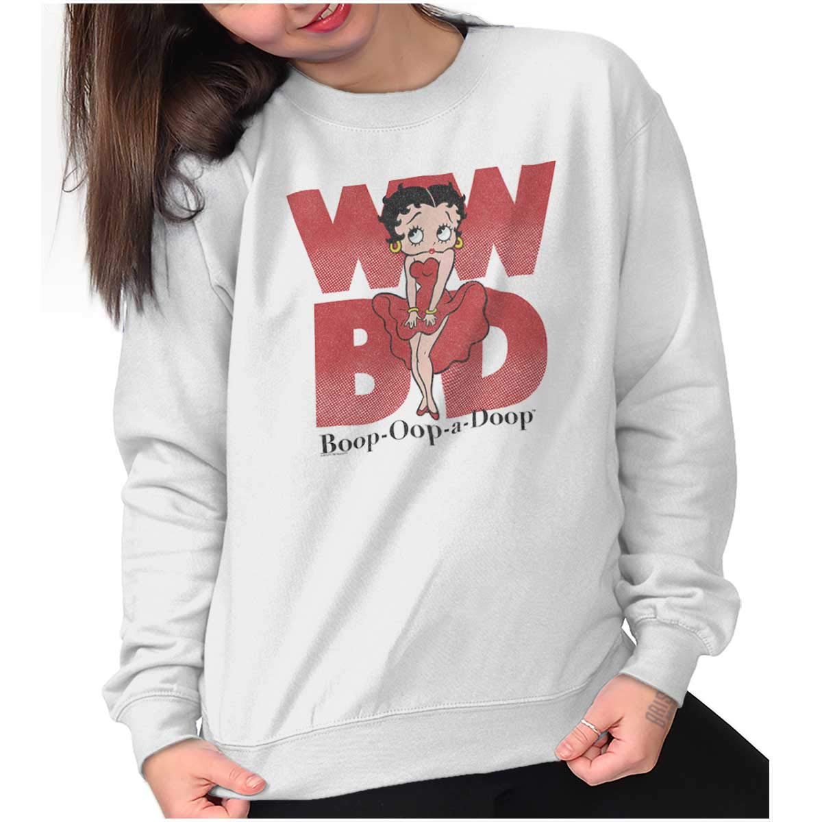 Betty Boop WWBD Funny Women's Crewneck Sweatshirt | Vintage Cartoon Graphic Tee | Casual Comfort Pullover for Women | Perfect for Everyday Wear & Gift Giving