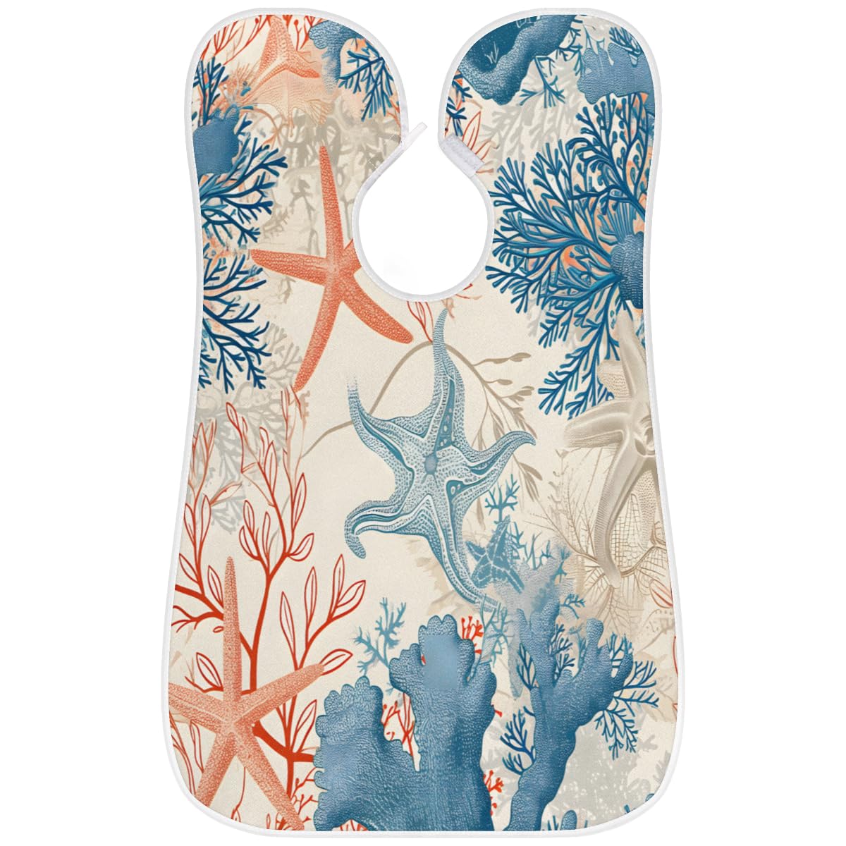 Men's Starfish Coral Print Beard Shaving Bib - Waterproof Makeup & Hair Dye Apron for Barbers & Stylists - Sink Hair Catcher & Beard Trimming Tool - Perfect for Salon, Home Grooming & Gift Giving