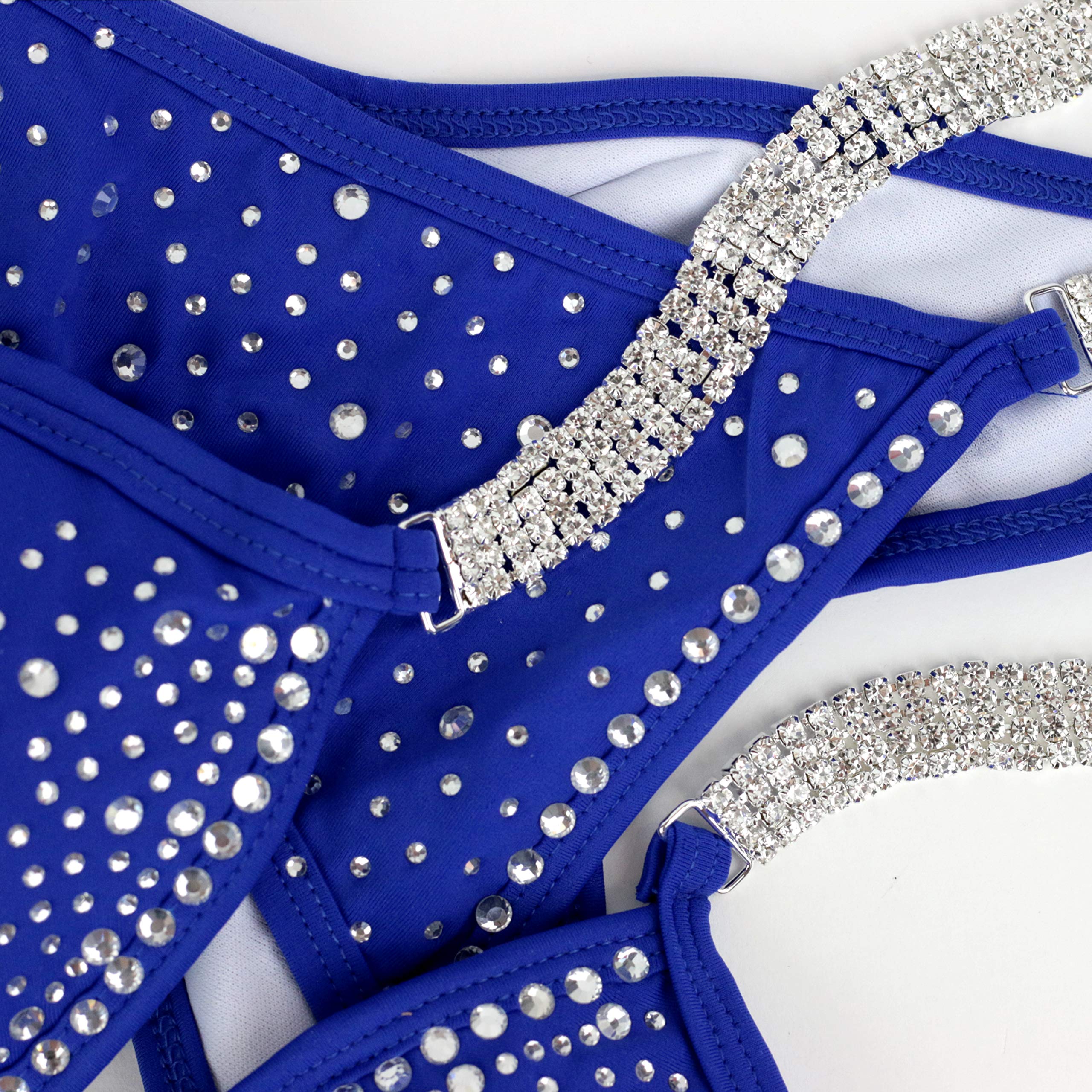 IFBB Competition Bikini Suit - NPC Approved Scrunch Posing Suit in Sapphire Blue | Women's Bodybuilding Swimwear for Stage Performance & Fitness Shows