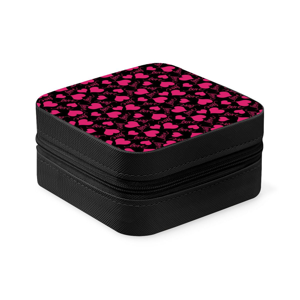 Pink Hearts Travel Jewelry Box - Portable Organizer for Necklaces, Rings & Earrings | Perfect for Vacation, Business Trips & Gifts