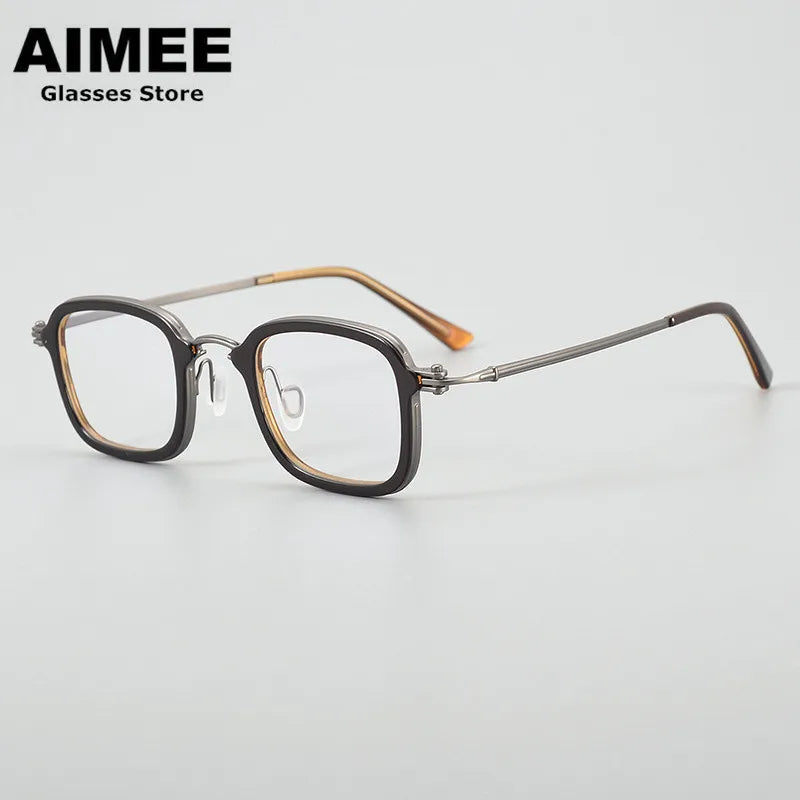 Aimee Unisex Full Rim Big Square Acetate Titanium Eyeglasses Frame 95869 - Lightweight Durable Glasses for Men & Women, Perfect for Reading, Working & Fashion Accessories