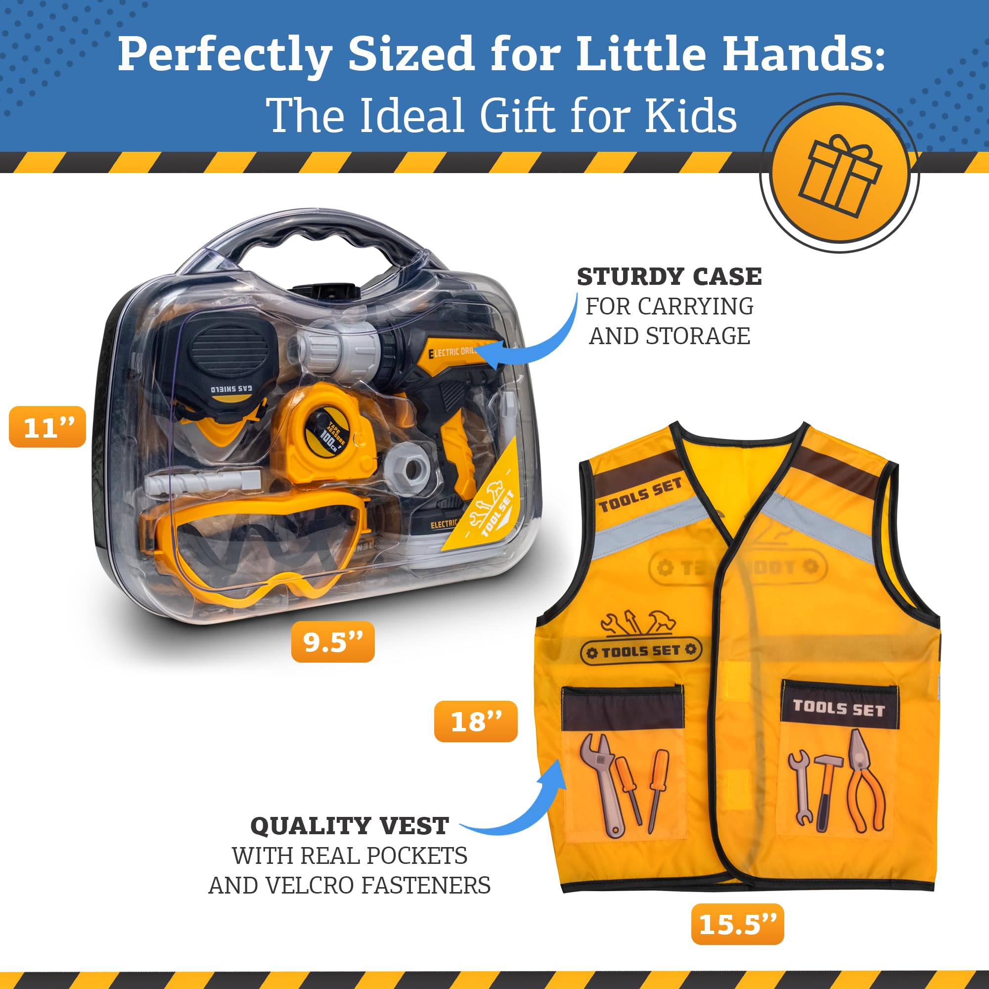 **Kids Tool Set with Electric Drill - 24-Piece Construction Toy Kit for Toddlers Ages 3-6 | Includes Screwdriver, Nuts & Bolts | STEM Learning & Pretend Play | Gift for Boys & Girls (Yellow Toolbox) - Perfect for DIY Play, Birthday Gifts & Preschool Learning Activities**