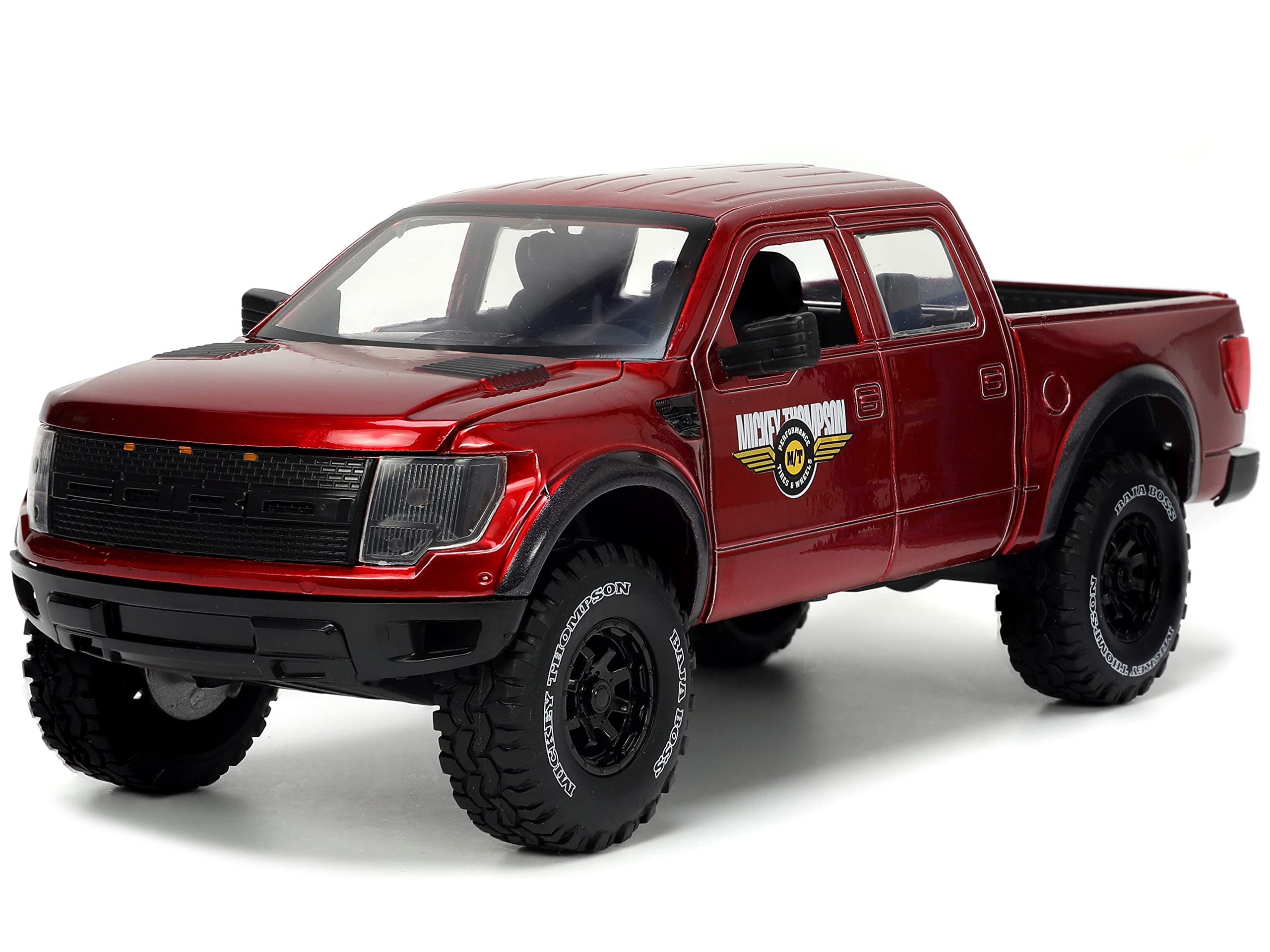Jada Toys 1:24 Scale 2011 Ford SVT Raptor Die-Cast Model Car - Red with Tire Rack | Collectible Toy for Kids & Adults | Perfect for Display, Gifts, and Play Scenes