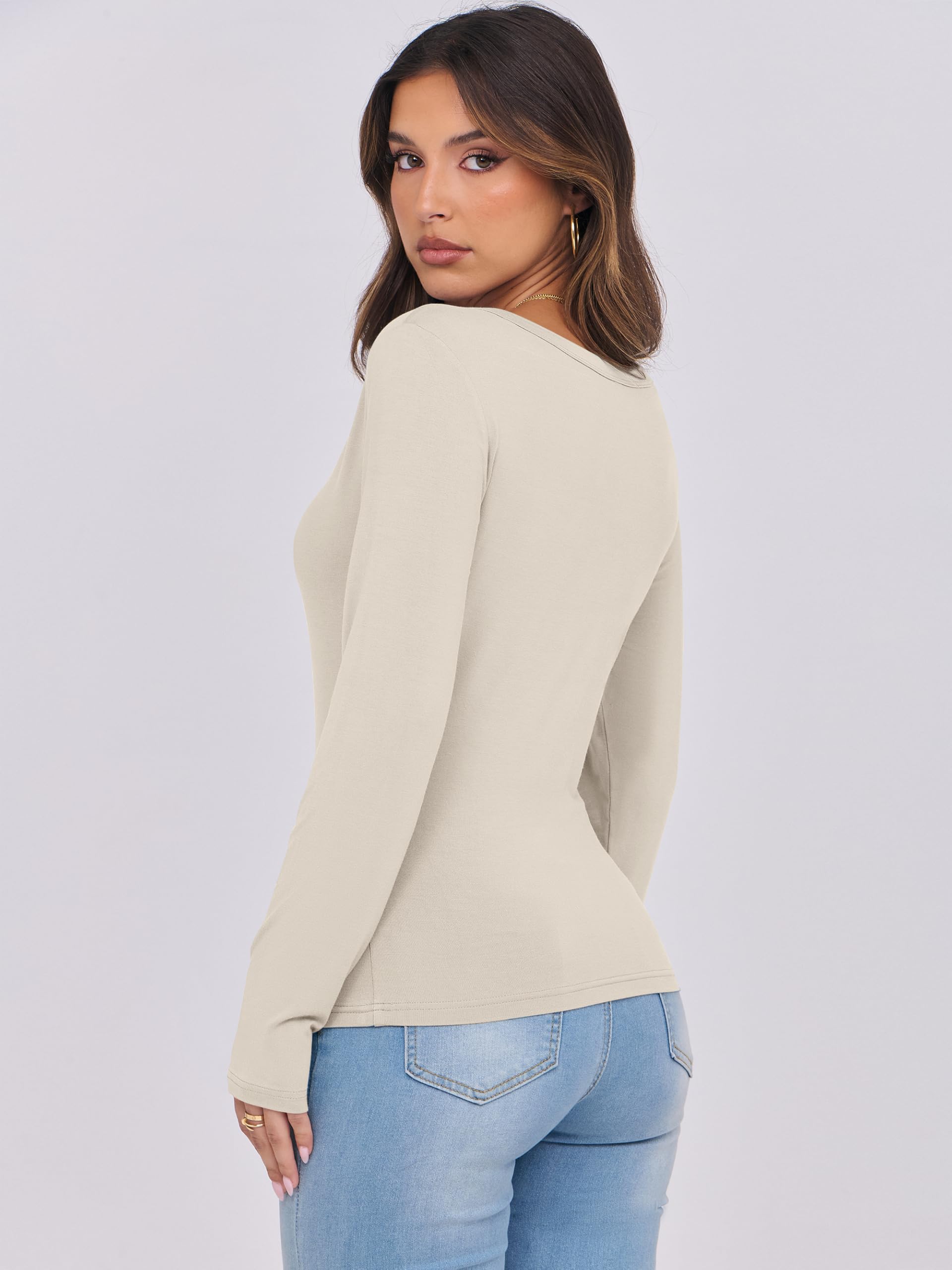 Caracilia Women's Long Sleeve Henley Shirts - Slim Fit Button Down Blouse for Casual Wear | Spring 2025 Fashion Tops | Perfect for Office, Date Night & Everyday Outfits
