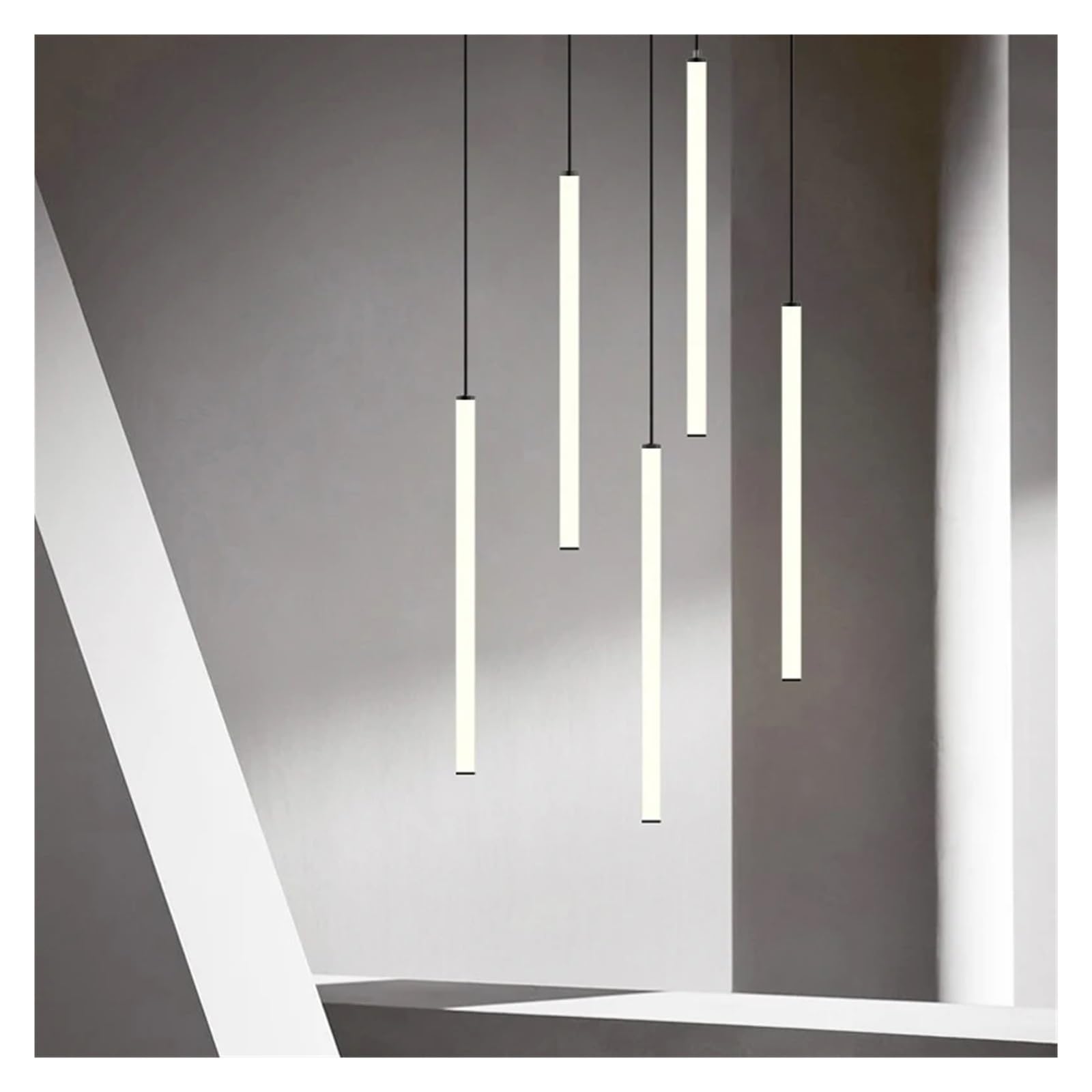 Modern Simple Long Tube Aluminum Ceramic Glass Chandelier - Elegant Pendant Lighting for Restaurant, Home, Bedroom & Night Light Decor - Perfect for Dining Rooms, Living Spaces & Ambient Lighting