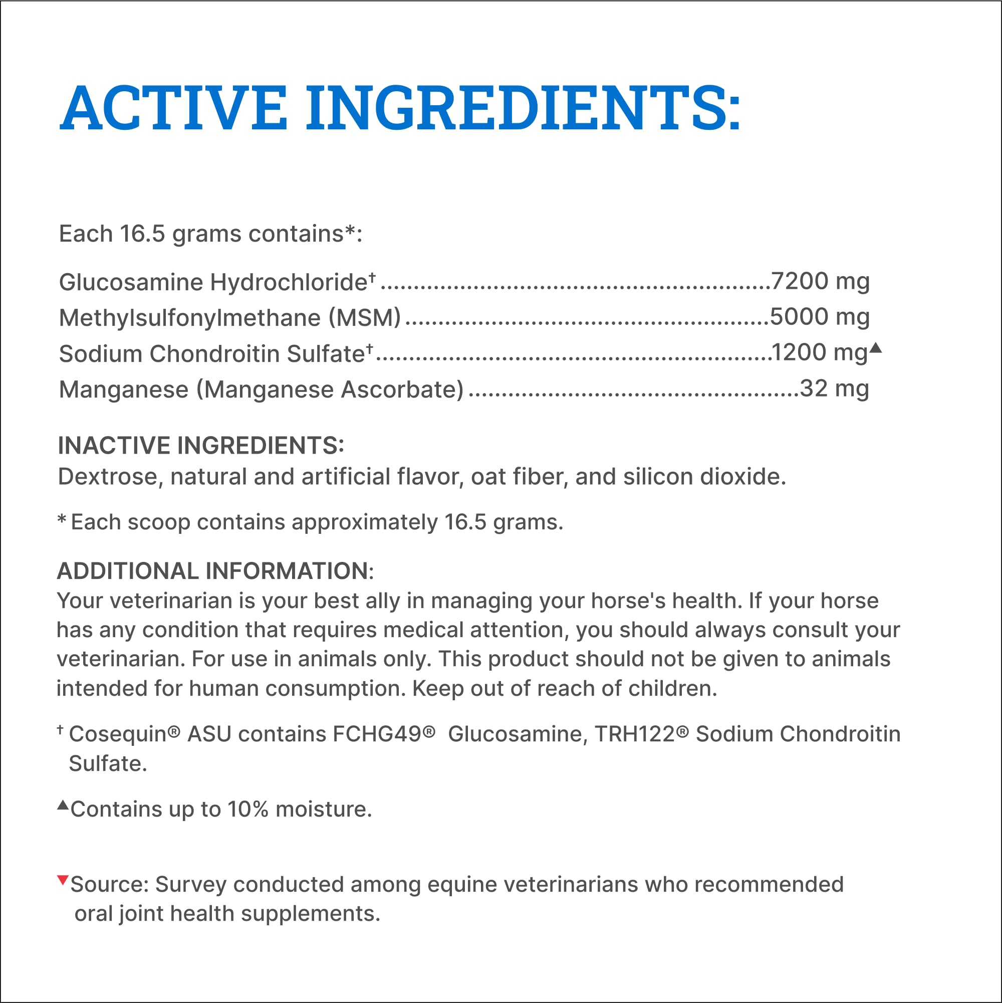 Nutramax Cosequin MSM Joint Health Supplement for Horses - Glucosamine & Chondroitin Powder (1400g) | Supports Mobility & Comfort for Active & Senior Horses