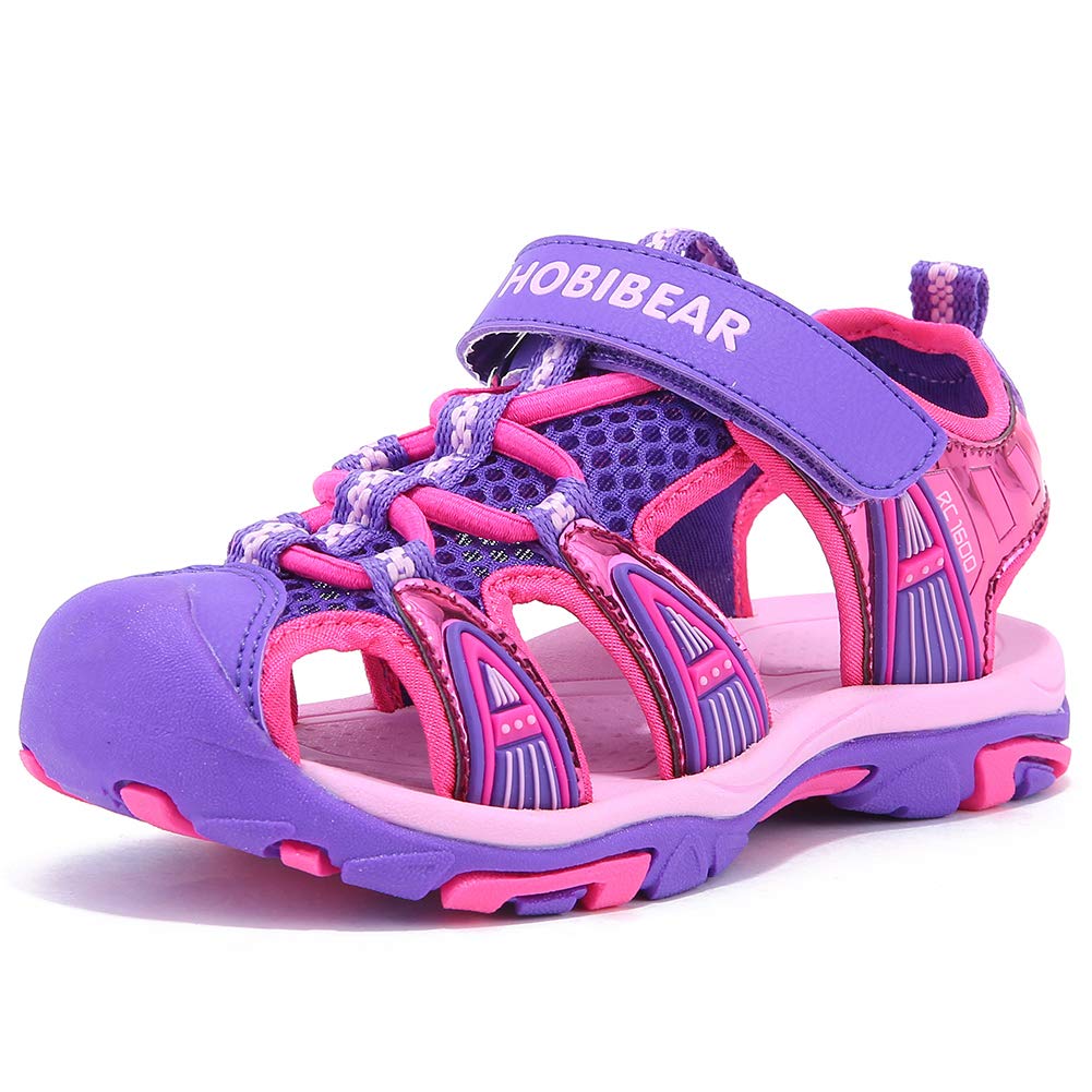 HOBIBEAR Boys Girls Sport Water Sandals with Closed Toe - Lightweight Quick-Dry Outdoor Shoes for Toddler Little Kid Big Kid - Perfect for Beach Swimming Hiking and Playground