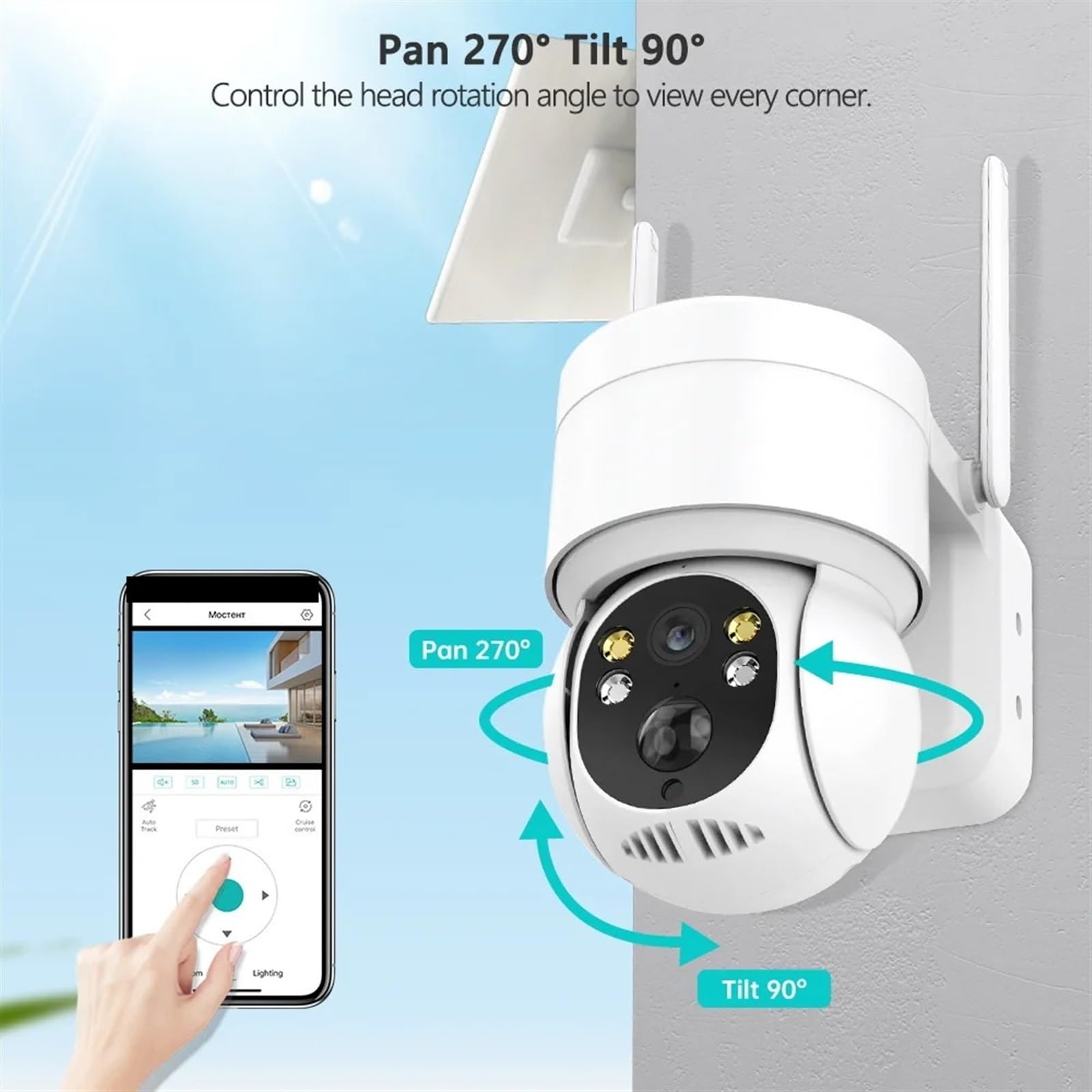 Solar Security Camera with Human Detection & Night Vision - Outdoor CCTV for Home Surveillance (64GB)