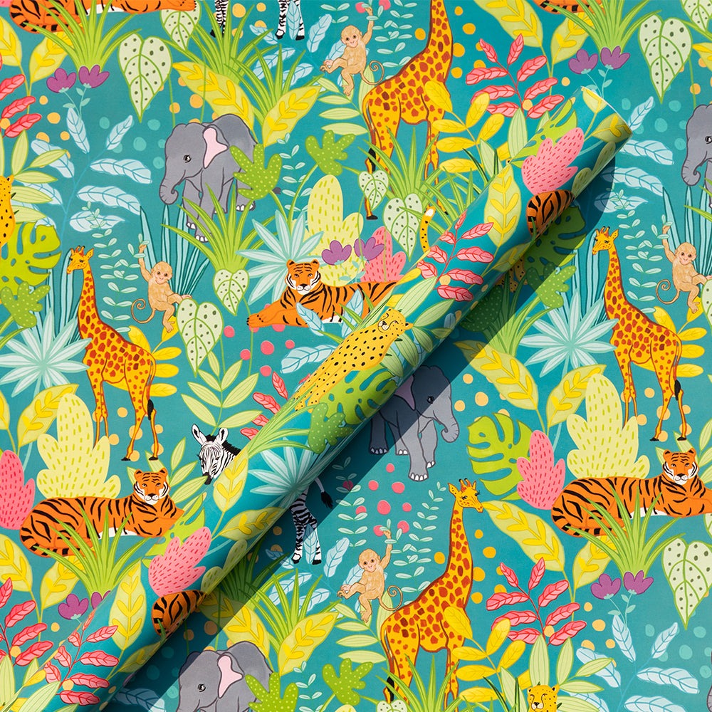 Eco-Friendly Green Forest Fun Kids Wrapping Paper - 20/40 Sheets Set for Birthday Gifts, Party Favors & Holiday Presents | Perfect for Children's Parties, Christmas & Special Occasions
