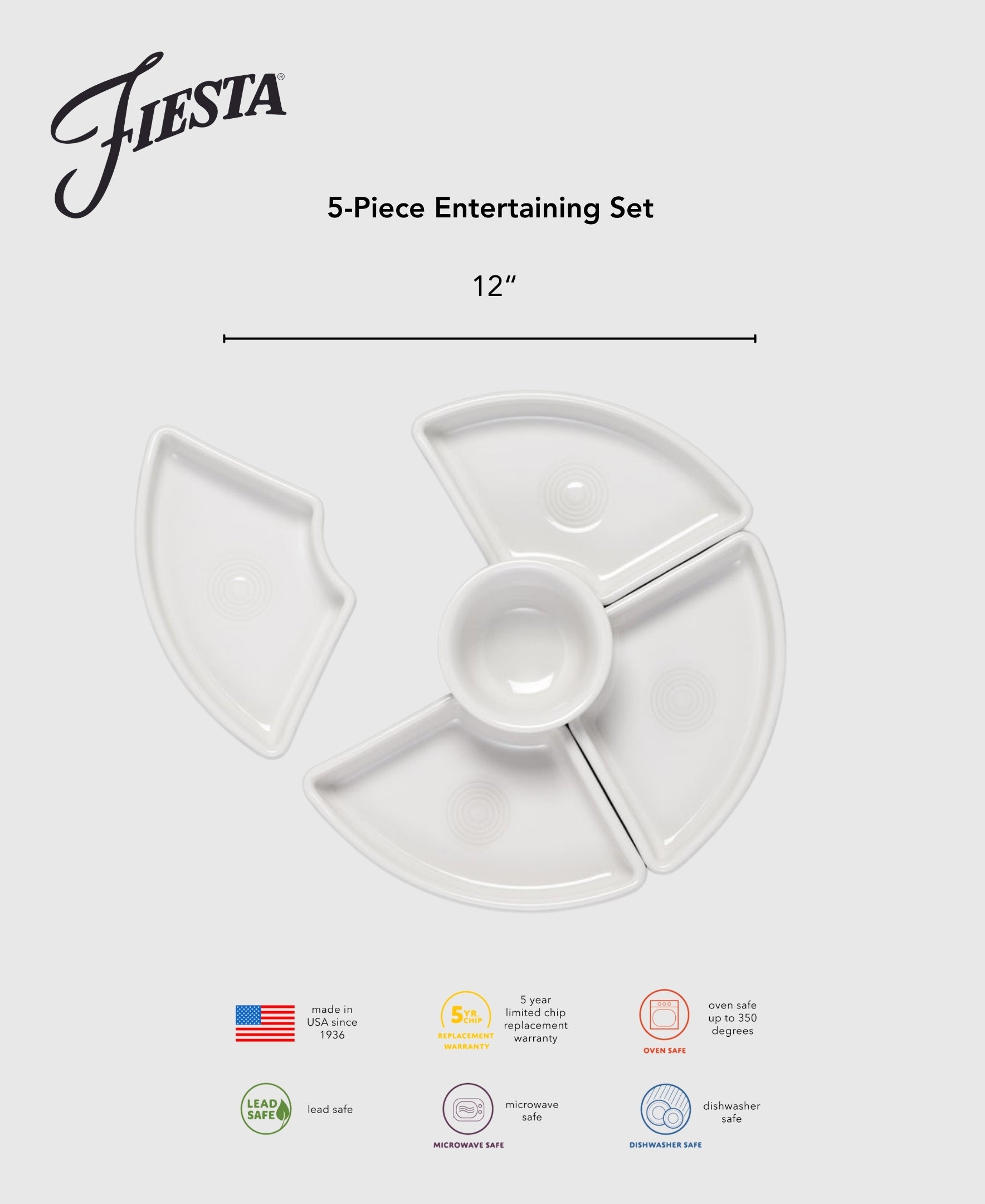 Sunset Horizon 5-Piece Colorful Dinnerware Set - 8.2 Inch Plates & Bowls for Entertaining, Parties & Family Dinners