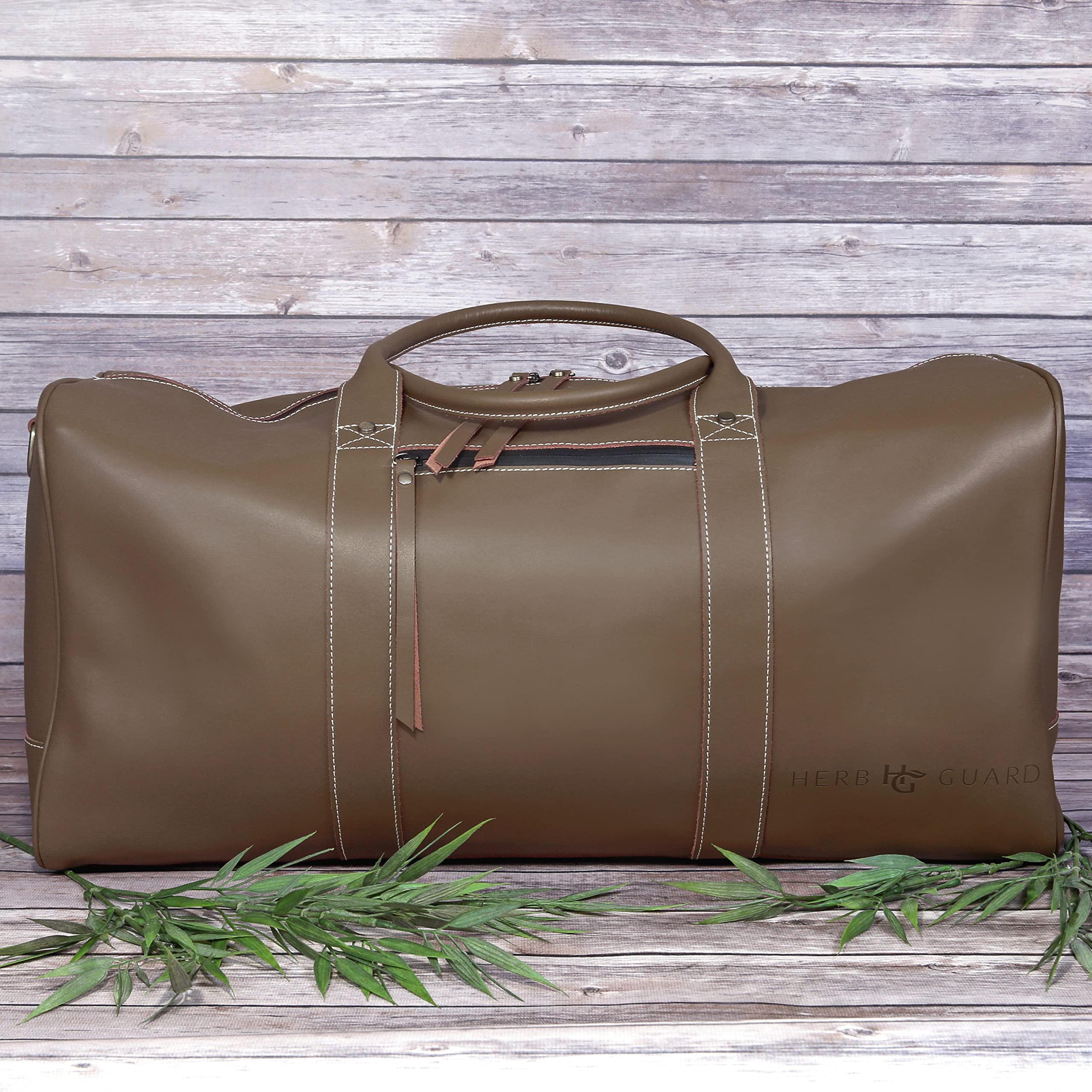 Herb Guard Genuine Leather Smell Proof Duffle Bag for Travel, Gym & Outdoor Adventures - Airtight Odor Protection for Sports & Daily Use