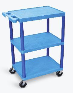 Luxor 3-Tier Rolling Utility Cart in Blue - Perfect for Kitchen, Office, Bathroom & Garage Storage Organization