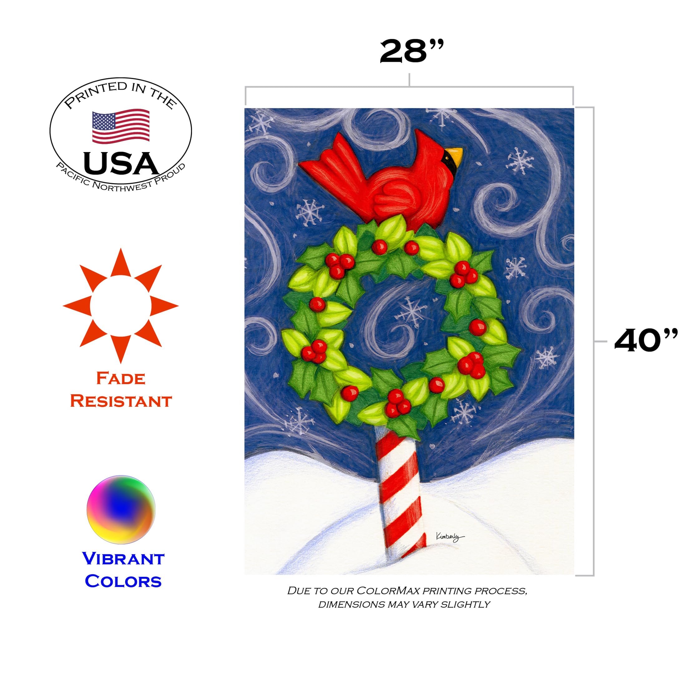 Toland Home Garden 102527 Winter Wonderland Double Sided Outdoor Flag - 28x40 Inch Cardinal Bird Winter Yard Decoration for House & Garden - Perfect for Seasonal Holiday Decor and Front Porch Display
