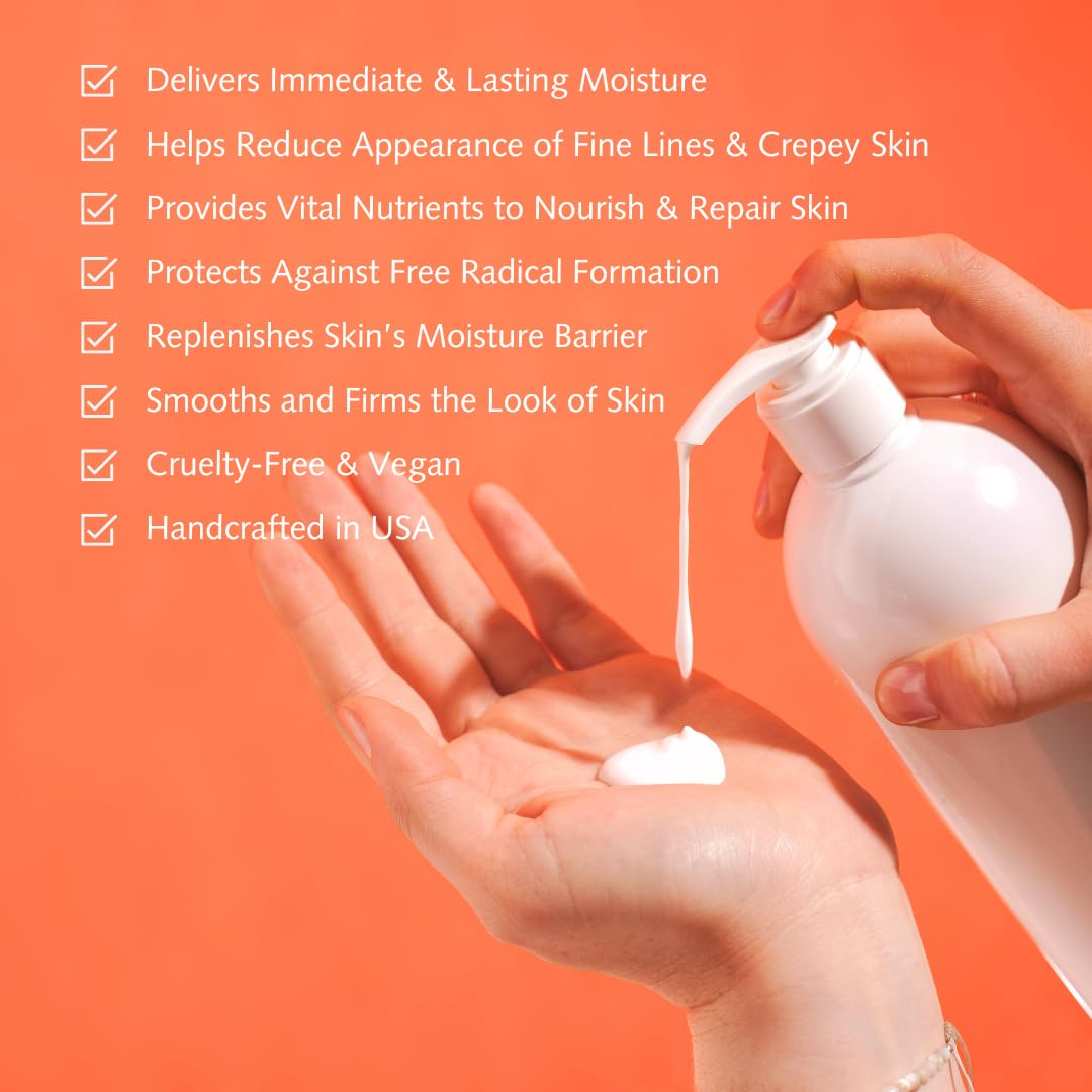 Orange Vanilla Hand & Body Lotion - Natural Moisturizing Cream for Dry Skin with Aloe Vera, Coconut Oil, Ceramides & Vitamins B5 & E - 8 oz Hydrating Lotion for Daily Skincare Routine & Spa Relaxation